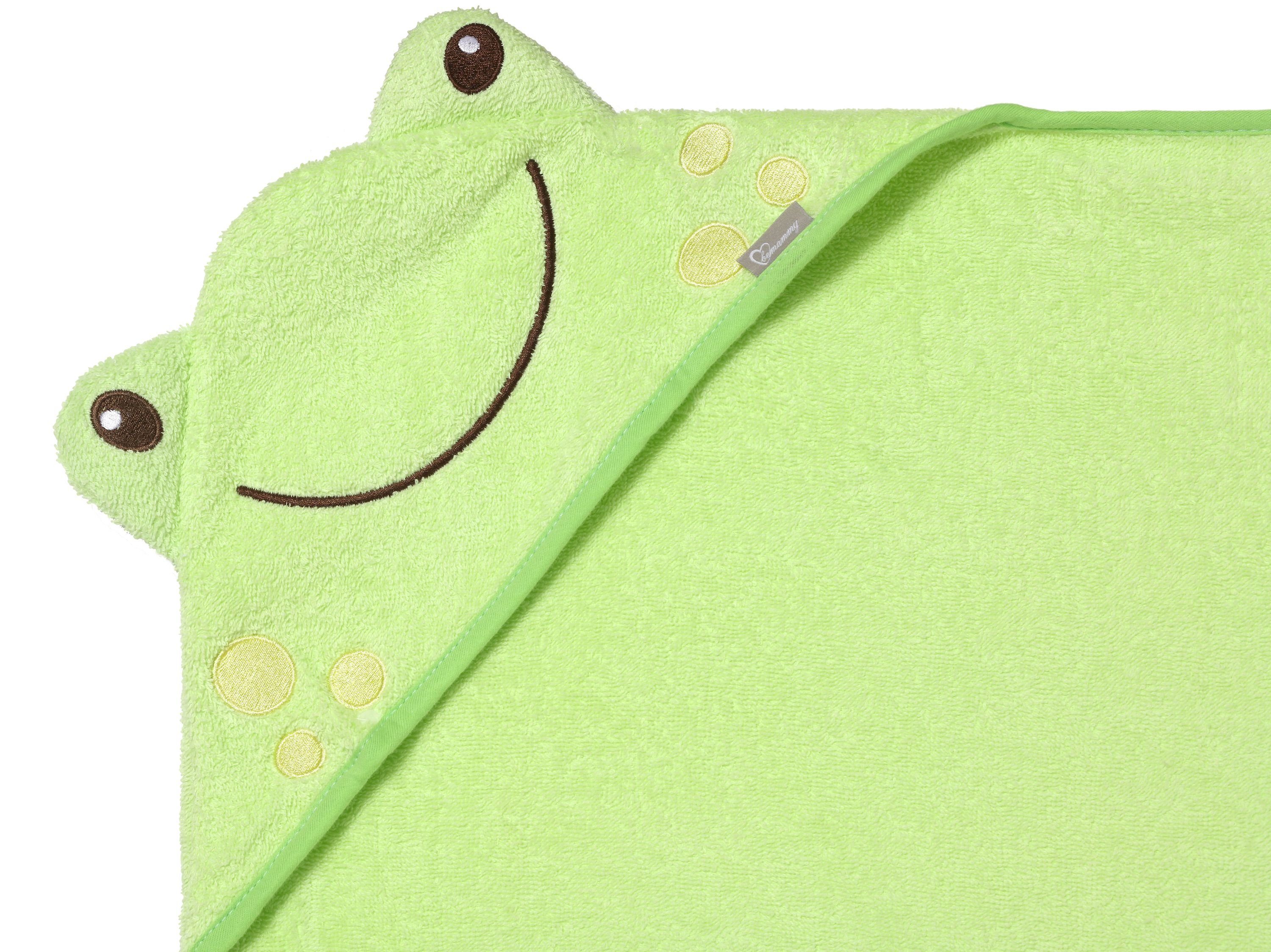 Frottee Grün (1-St) 95cm x aus Babyhandtuch Baumwolle Mammy Kapuzenhandtuch Be Handtücher Frosch BE20-272-BBL, 95cm -