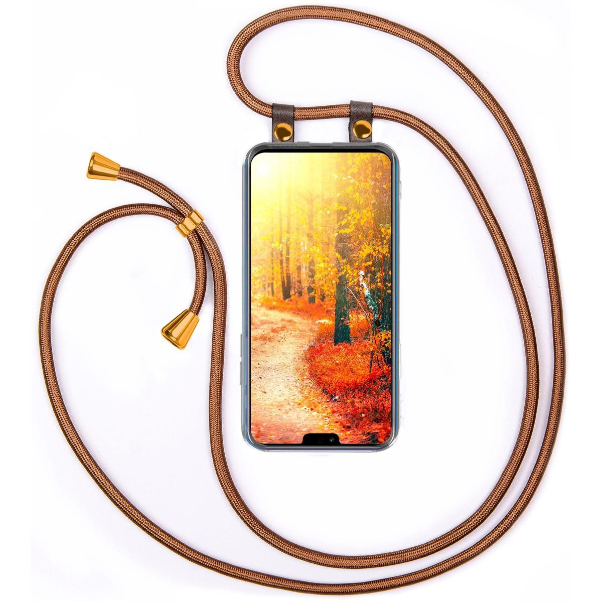 moex Handykette für Honor 9X Lite Hülle mit Band Free Spirit Gold 6,5 Zoll, Handyhülle zum Umhängen Handyband Kette abnehmbar Handy Umhängeband