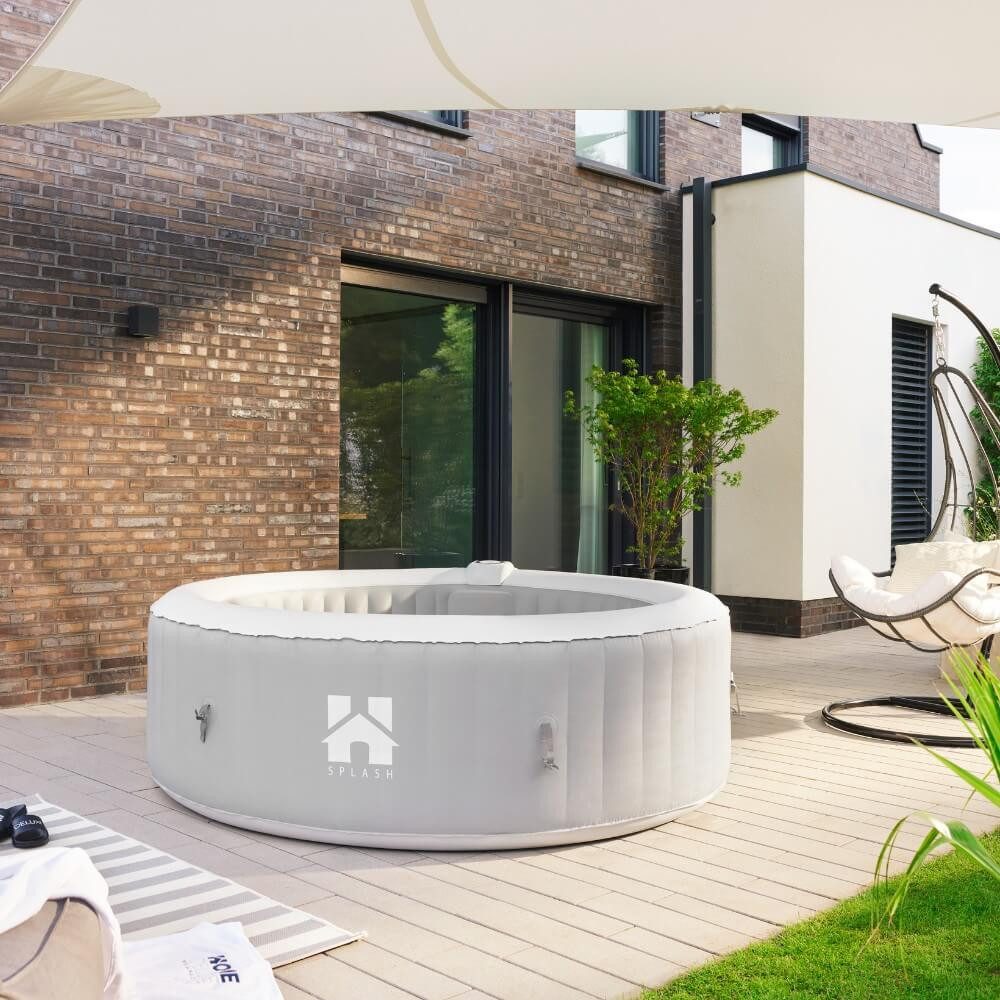 HOME DELUXE Whirlpool Outdoor Whirlpool SPLASH - 6 Personen, aufblasbares Aufstellbecken, (inkl. Abdeckung), 130 Luftdüsen, aufblasbar auf Knopfdruck
