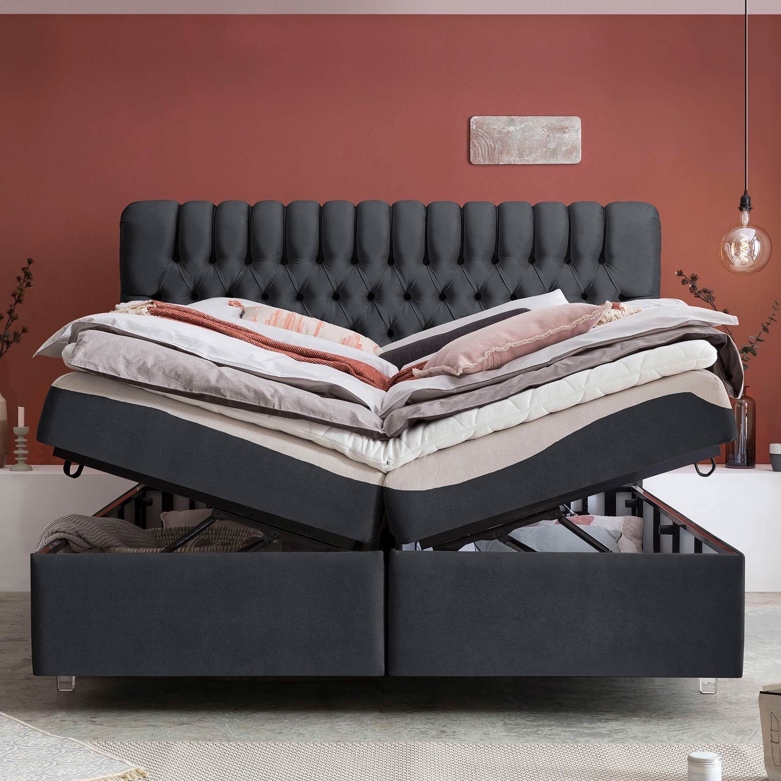 BettCo Stauraumbett Boxspringbett mit Bettkasten Chester günstig online kaufen