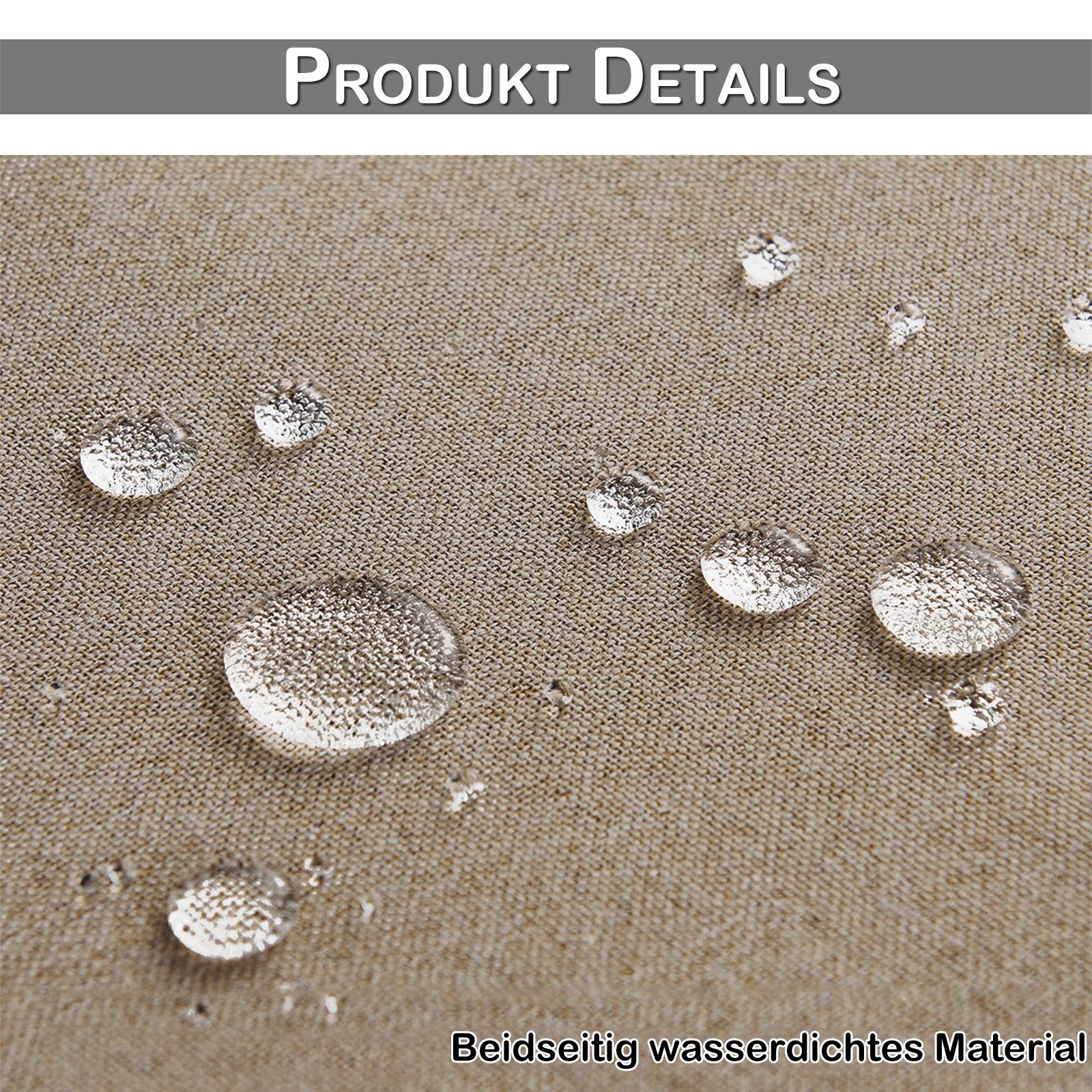 Rosnek Outdoorvorhang 100% Blickdicht & Wasserdicht - Verdunklungsvorhang mit Ösen, Sonnenschutz Sichtschutz für Balkon Terrasse, Leinenoptik Taupe/Grau