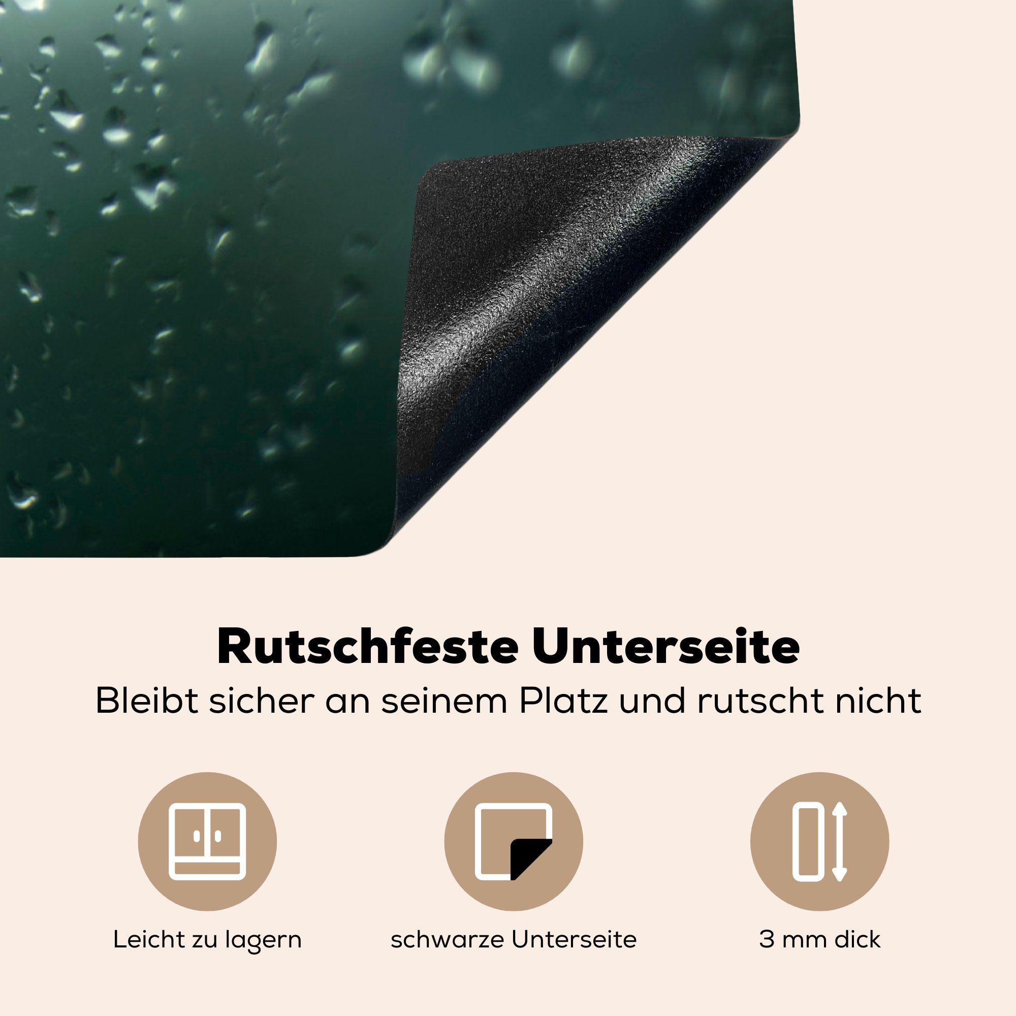 Induktionskochfeld auf Vinyl, Schutz (1 Fenster, Herdblende-/Abdeckplatte küche, cm, die 81x52 dem tlg), Regentropfen für Ceranfeldabdeckung MuchoWow