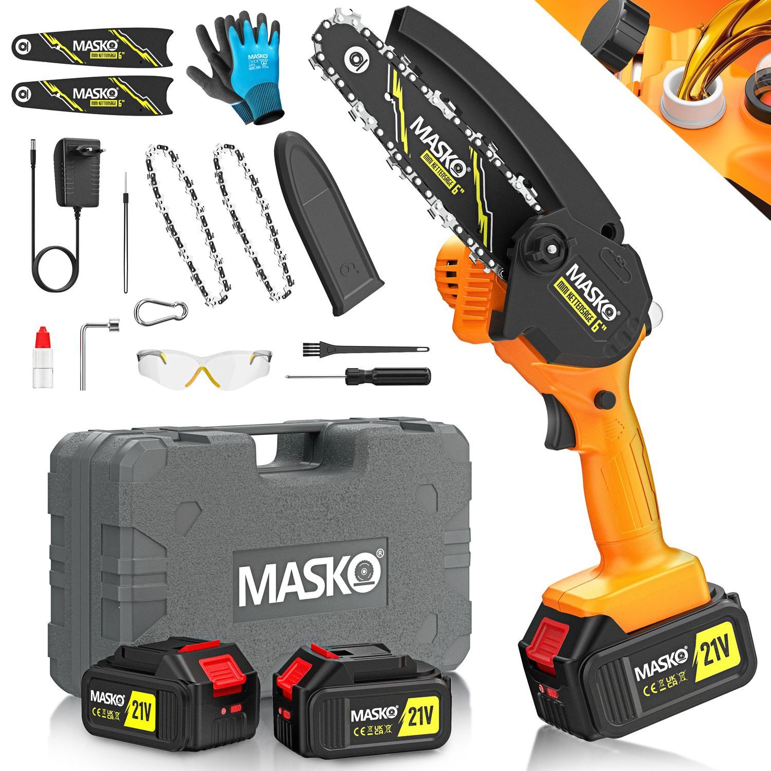 MASKO Akku-Kettensäge Mini Kettensäge 800W Elektrische Motorsäge mit Automa günstig online kaufen