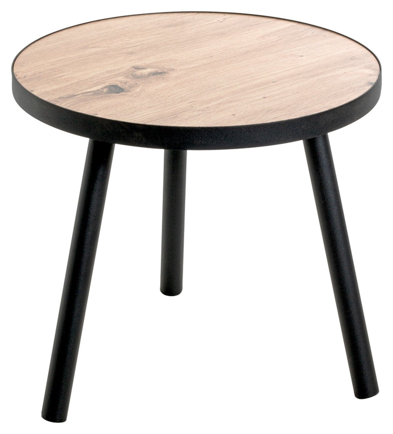 Beistelltisch GENUA, Ø 40 cm, Artisan Eiche Dekor, Schwarz