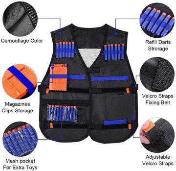 EXTSUD Protektorenjacke 2er Taktische Weste Jacke Set (Kids Tactical Vest für Nerf Zubehör Set mit 80 Darts Nachfüllpack, 2-tlg., Taktische Jacke Set für Nerf Guns N-Strike Elite), für Nerf Guns N-Strike Elite-Serie