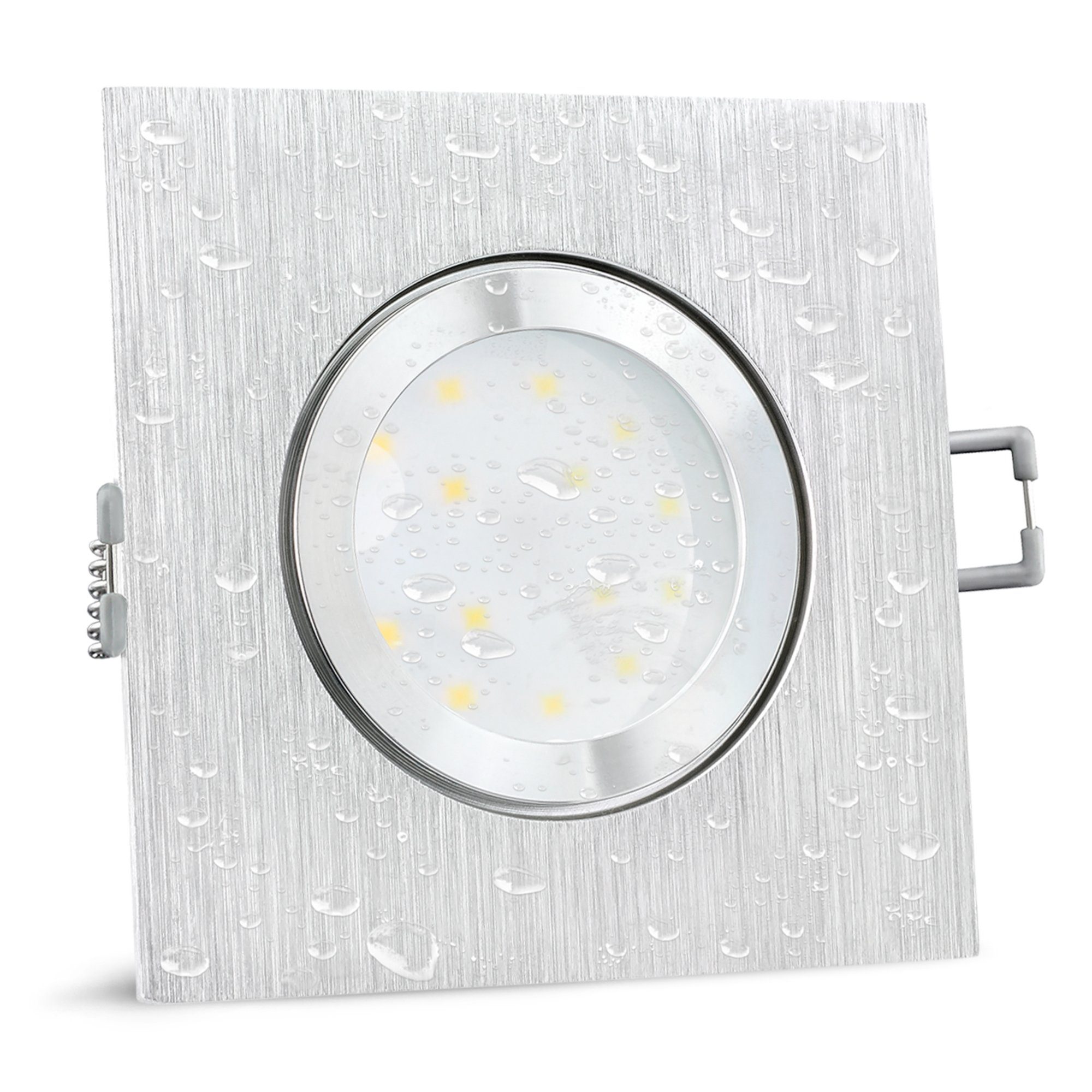 SSC-LUXon LED Einbaustrahler QW-2 Deckenspot IP44 eckig mit LED 2W warmweiß Einbauleuchte Strahler, Warmweiß