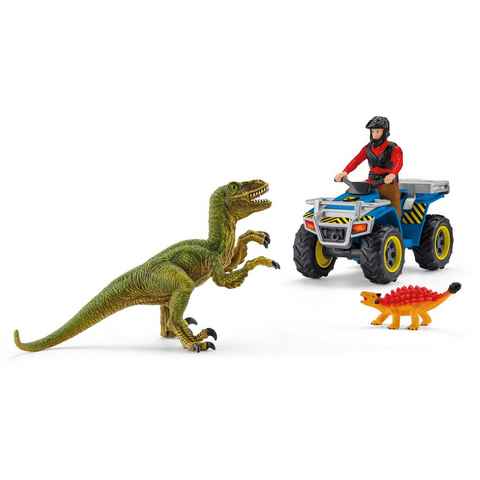 Schleich® Spielzeug-Quad DINOSAURS, Flucht auf Quad vor Velociraptor (41466), (Set), Made in Europe