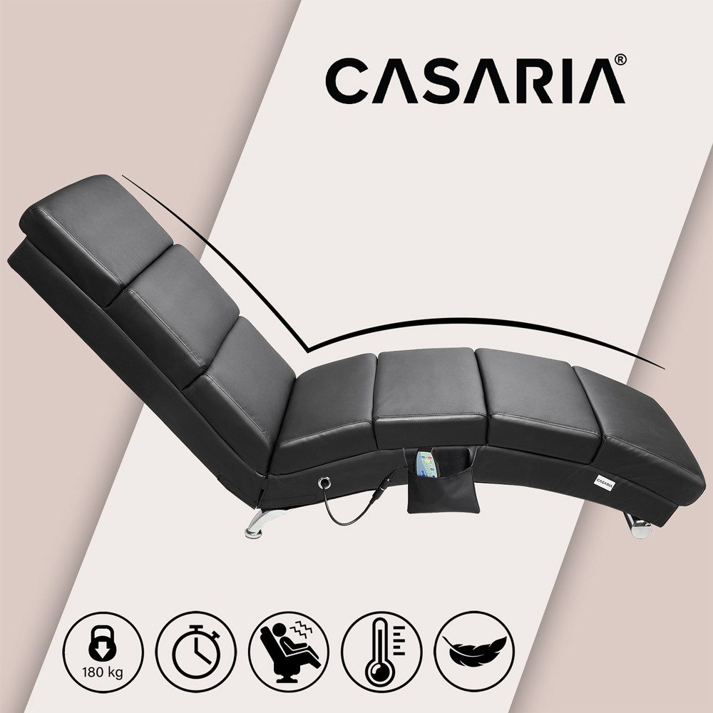 Casaria Relaxliege London Massage, 1 Teile, Massage Heizfunktion 186x89x55cm Kunstleder Gepolstert 180kg Belastbar – Bild 5 von 5