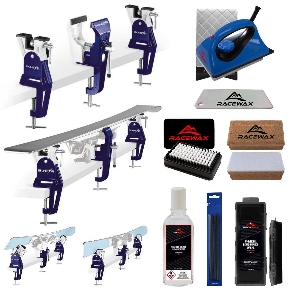 RaceWax Ski RaceWax Skiwax Set 8-teilig Racing Ski Vice Profi Skispanner