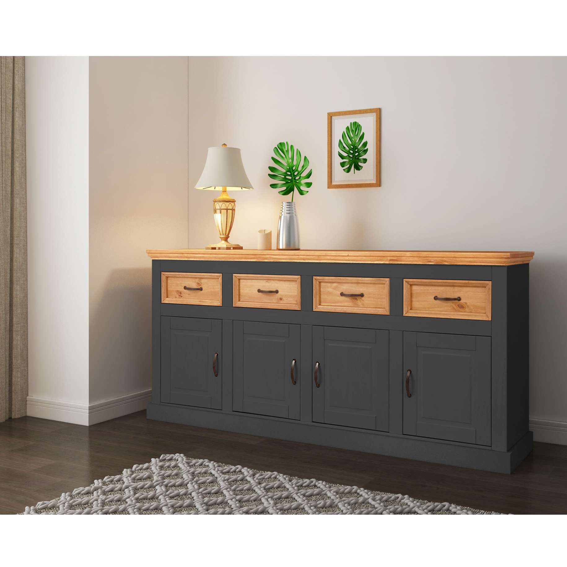 OTTO home Sideboard Selma, Kommode mit 4 Türen und 4 Schubkästen. Breite 192 cm