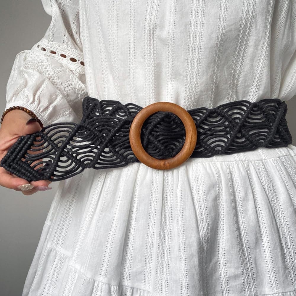 nsihing Flechtgürtel Damen Boho Geflochtener Taillengürtel, Rope Braid Hüftgürtel für Kleider & Freizeit, Vintage Gürtel für Damen