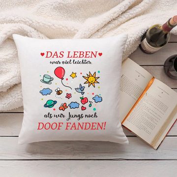 GRAVURZEILE Zierkissen mit Spruch - Das Leben war leichter - Lustiges Geschenk -, starke Farben ohne verblassen, Maschinenwäsche geeignet - ohne Füllung