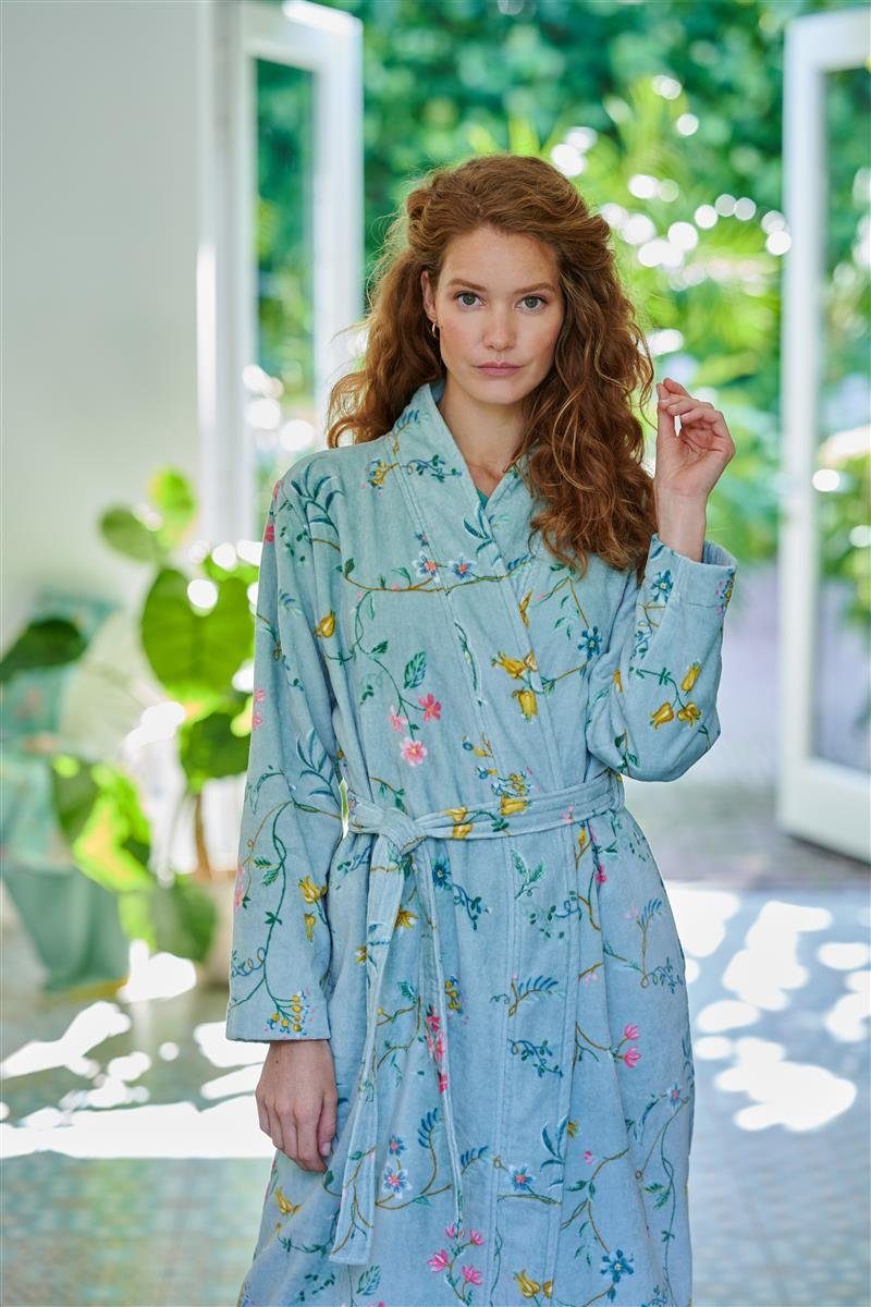 GS, Blau Herren L terry Damen Morgenmantel Bademantel velour, Blue Studio Cotton, und Bademantel 380 100% PiP Les Frottee Bathrobe Fleurs