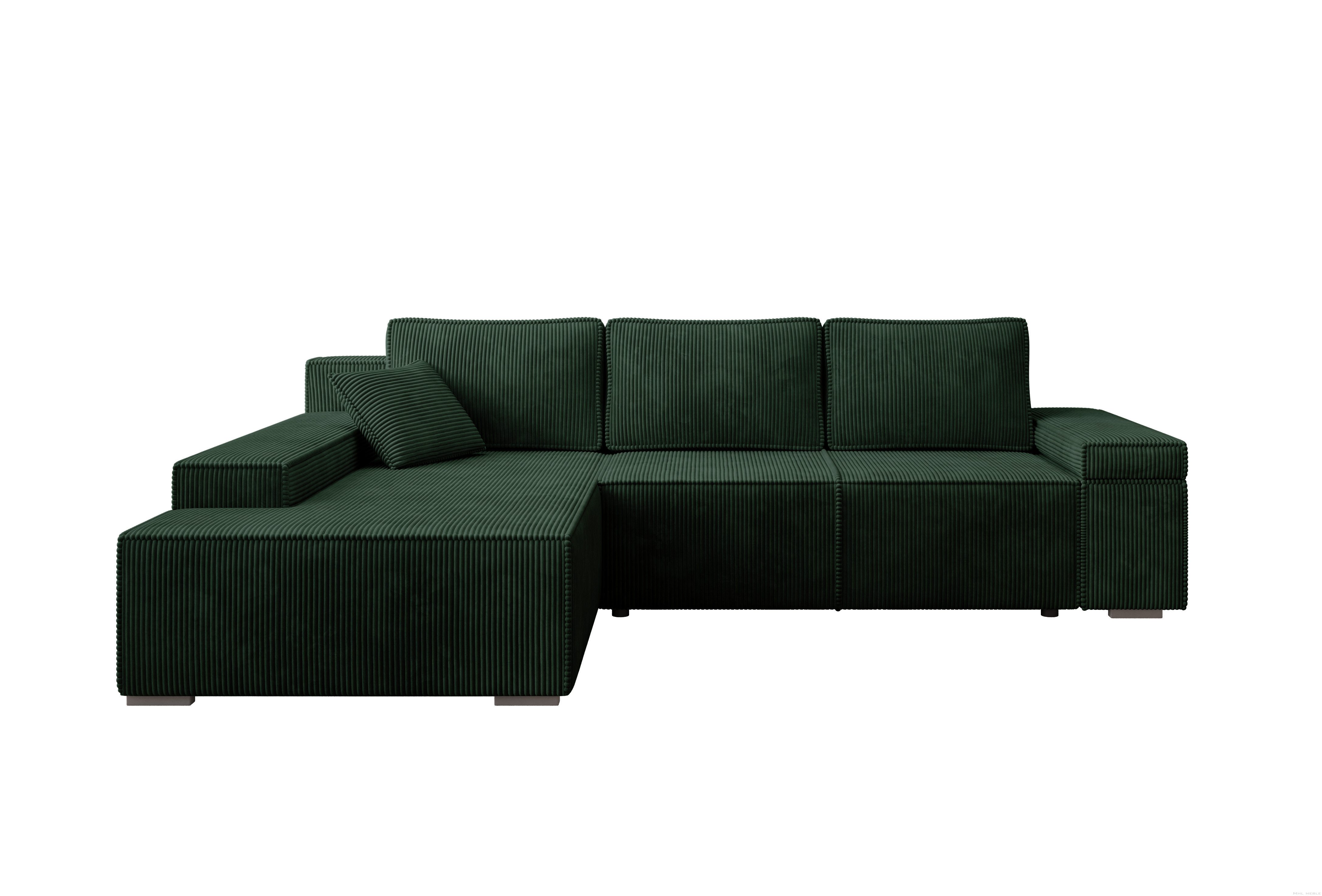 PROMETO Möbel Ecksofa L-Form Sofa mit Schlaffunktion, Bettkasten, Links/Rechts Milo