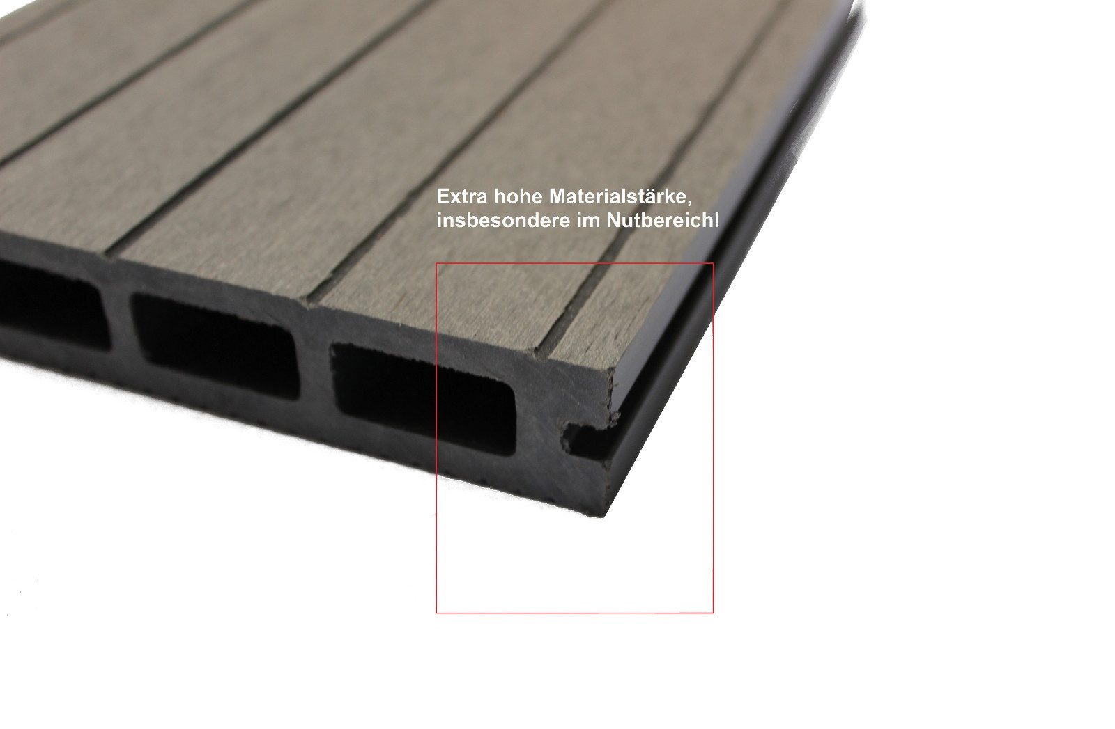 WPC Profi Terrassendielen WPC Terrassendiele Hohlkammer MUSTER 15 cm steingrau, (Hohlkammerdiele, Musterstück 15 cm)