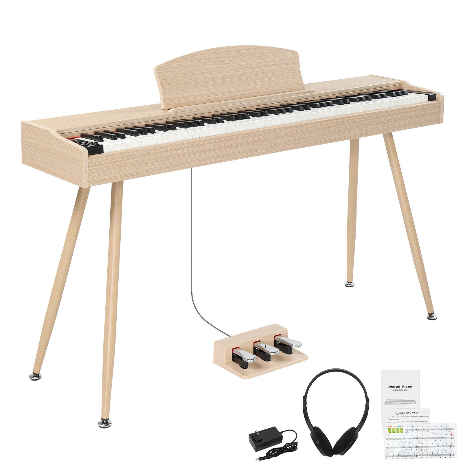 LALAHO Digitalpiano E-Piano 88 Tasten Klavier Keyboard 3 Pedale mit Metallstaender, Hammermechanik 128 Rhythmen, 88 Trommelton, Notenständer