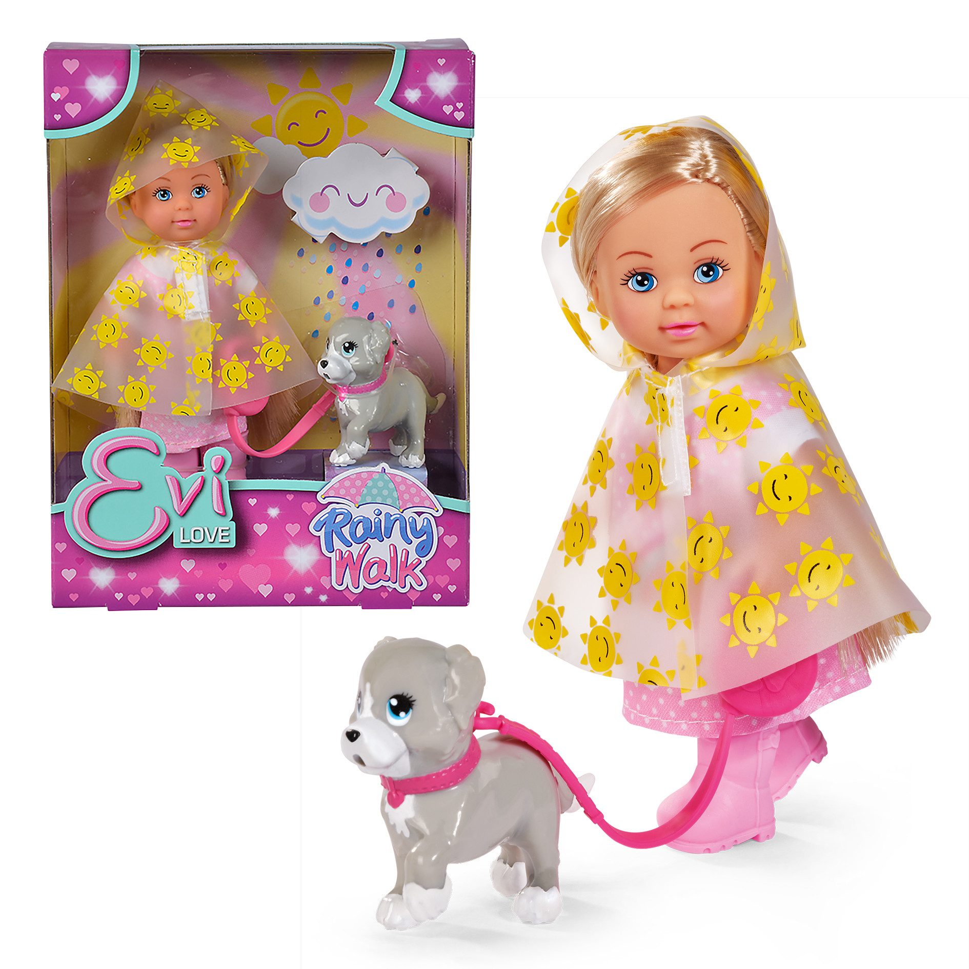 Anziehpuppe Puppe Evi LOVE Rainy Walk im Regenoutfit 12cm
