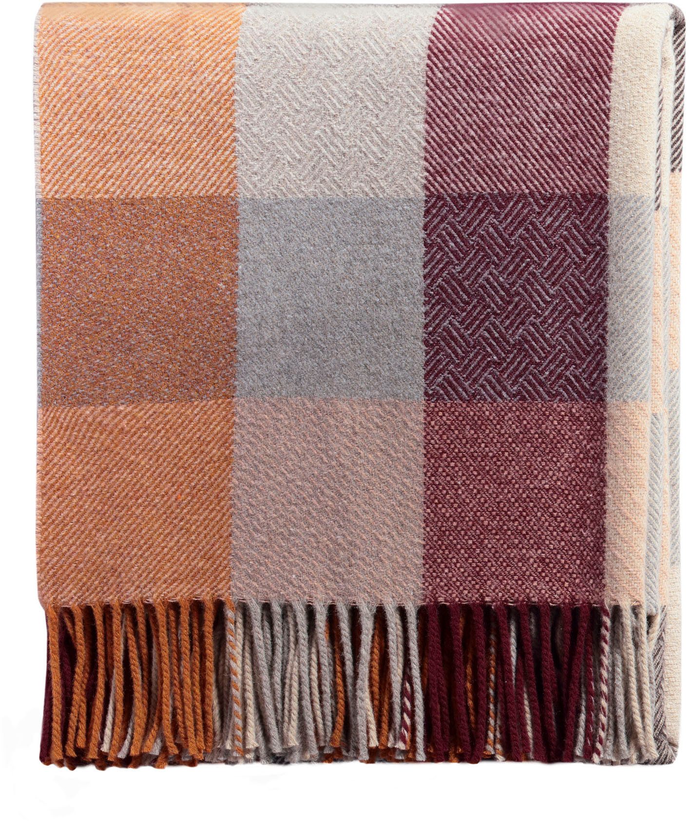 Plaid Shades mit hochwertigen Fransen, Biederlack, filigrane Strukturoptik