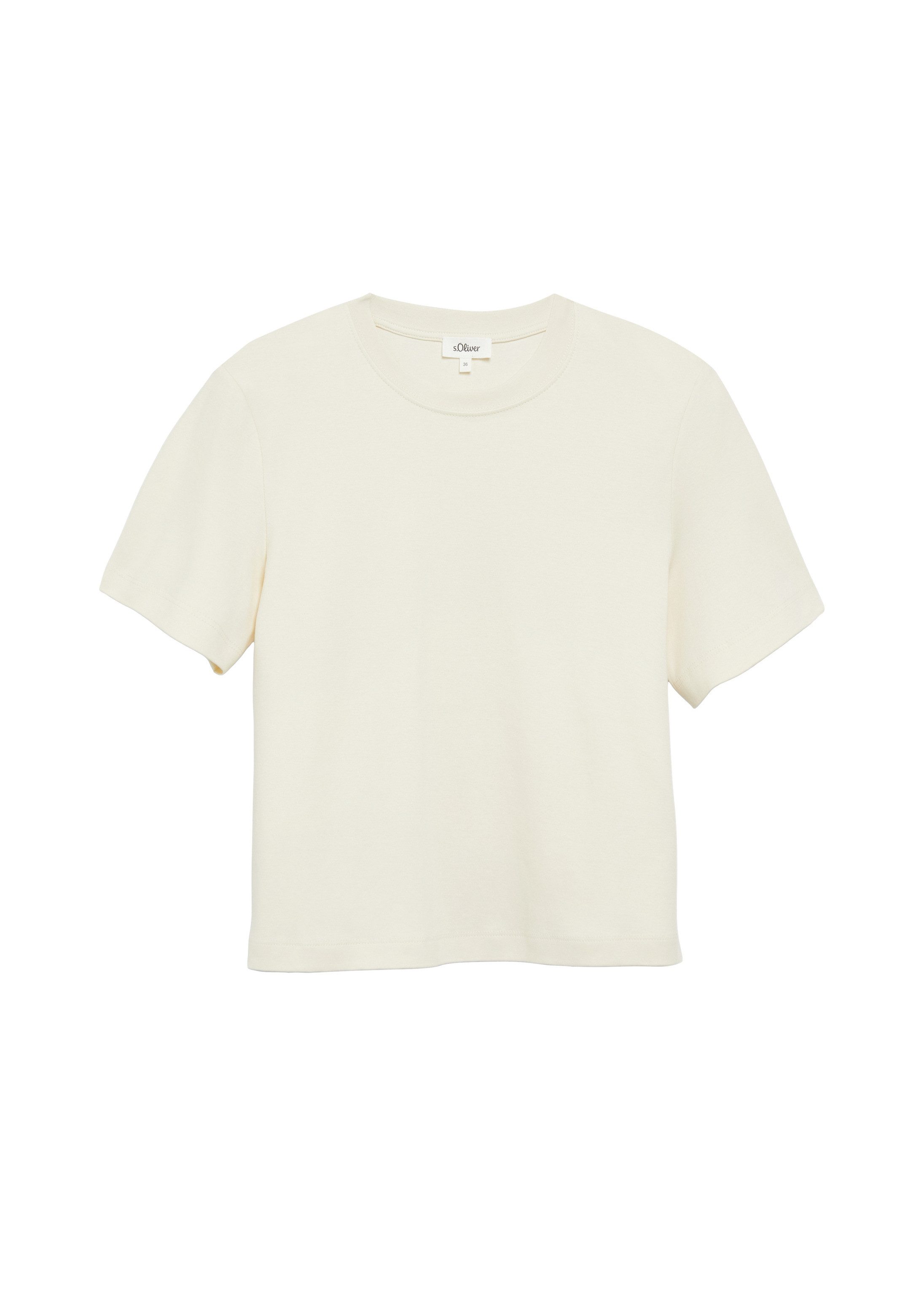s.Oliver Kurzarmshirt T-Shirt Verkürztes T-Shirt aus Interlockjersey