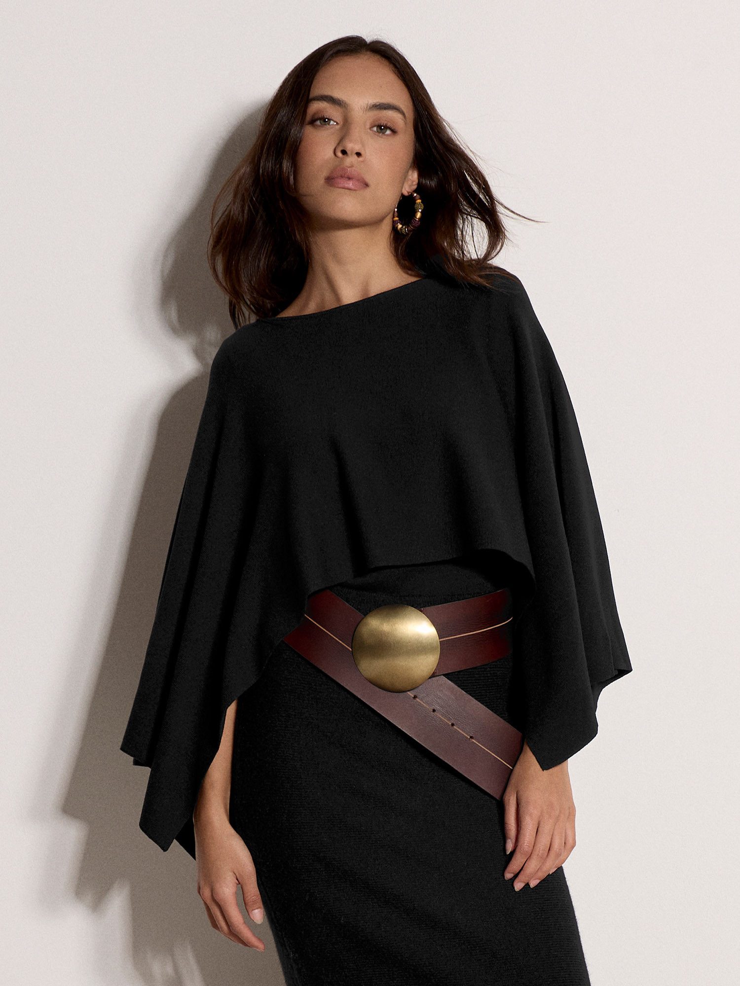 Apricot Strickpullover Cape-Pullover in lockerer Passform