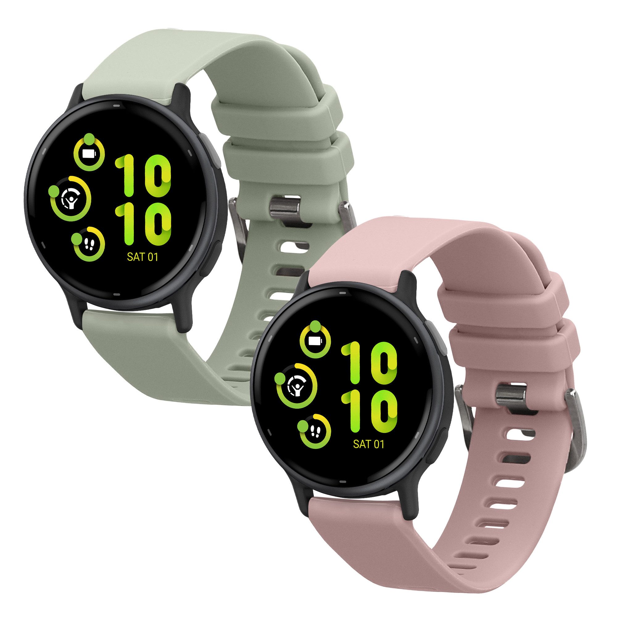 kwmobile Smartwatch-Armband 2x Uhrenarmband für Garmin vivoactive 5 / active 5 Armband, Fitnesstracker Band Set aus TPU Silikon - Ersatzarmband Smartwatch