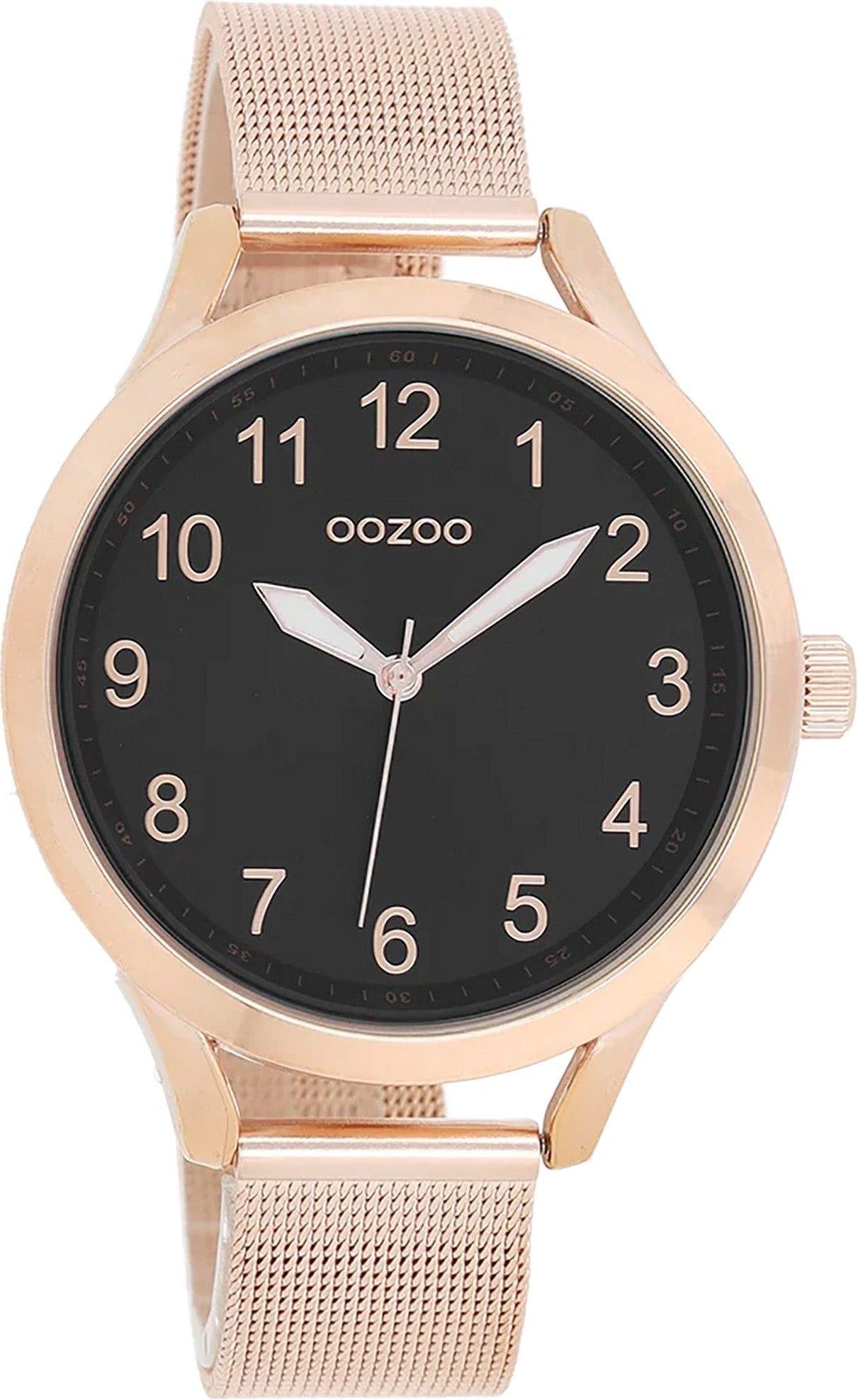 OOZOO Quarzuhr Oozoo Damen Armbanduhr rosegold Analog, (Analoguhr), Damenuhr rund, groß (ca. 42mm) Metallarmband, Luxus-Style
