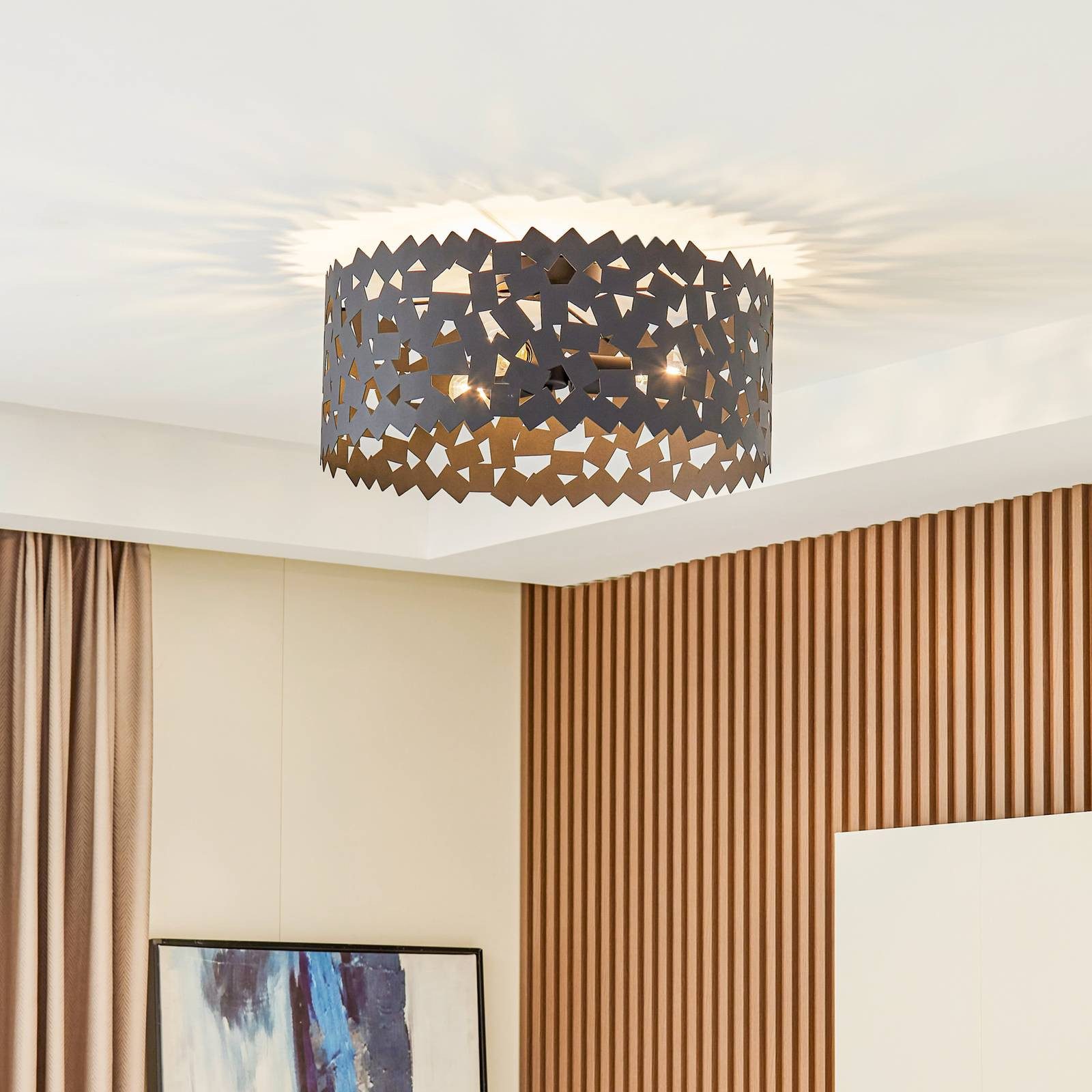 Lucande Deckenleuchten Aeloria, Metall, Schwarz IP20, 3 x 15 W LED