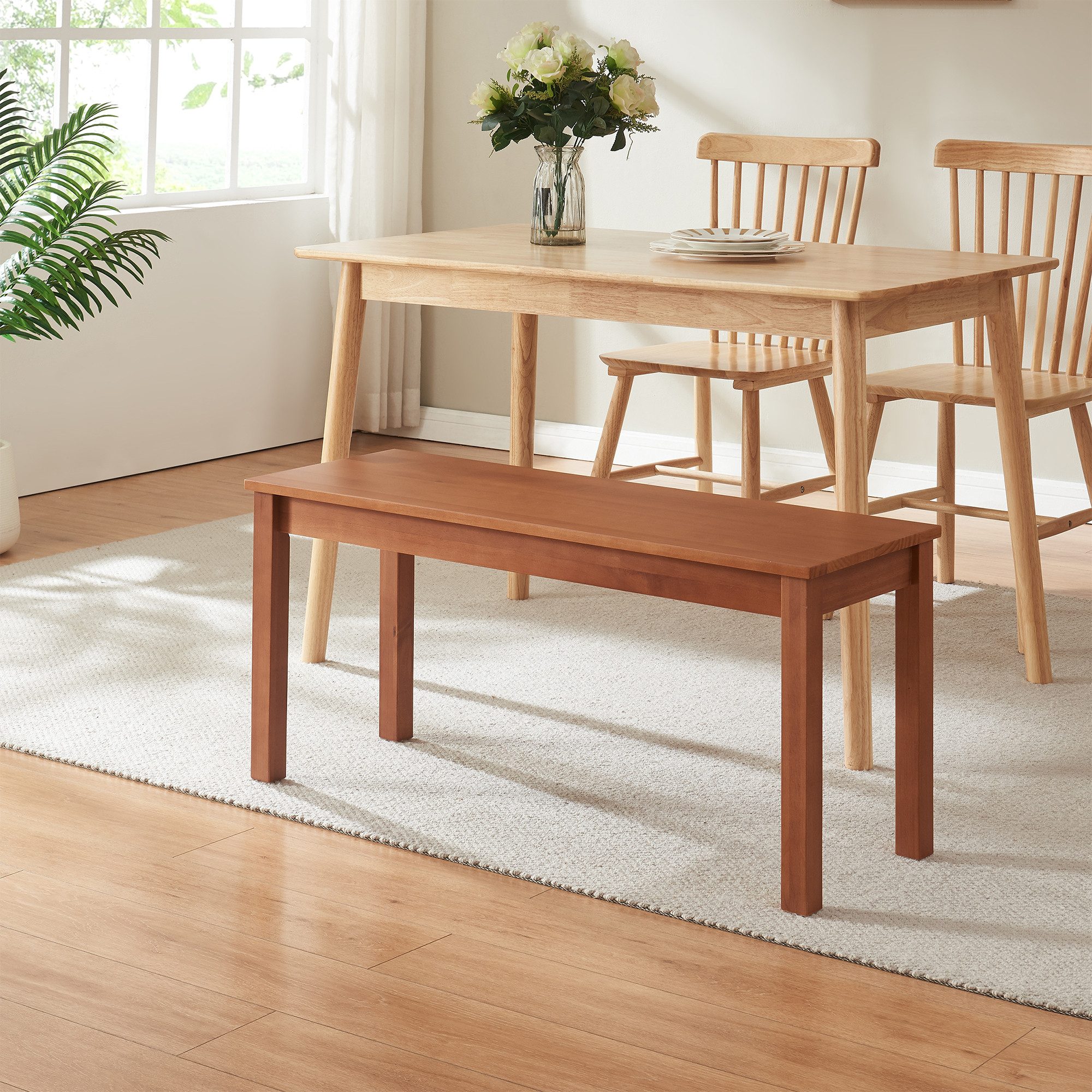 en.casa Essbank, »Trerunulu« 100 x 35 x 45 cm Kiefernholz Walnussoptik