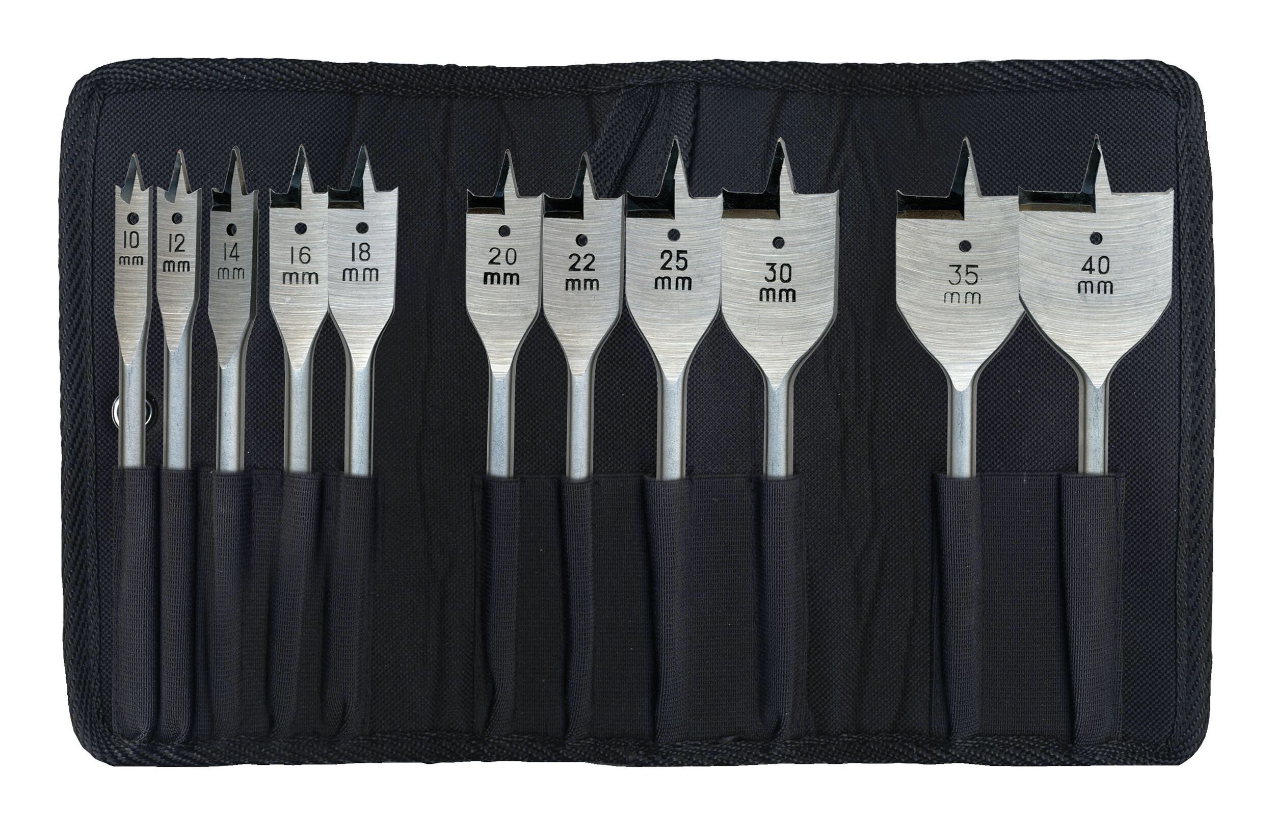 Heller Holzbohrer, (11-tlg), Flachfräsbohrersatz Quick Rolltasche