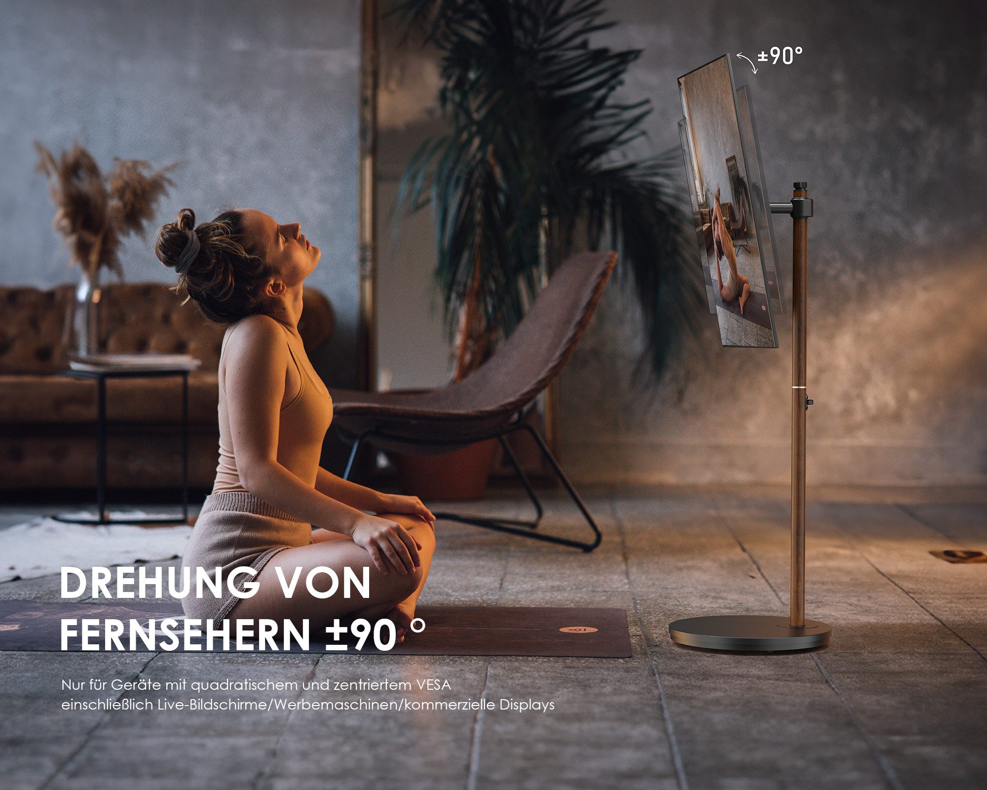 FITUEYES TV-Ständer, (bis 48,00 Zoll, Mobiler TV Stand mit Rollen, 90° Bildschirmdrehung)