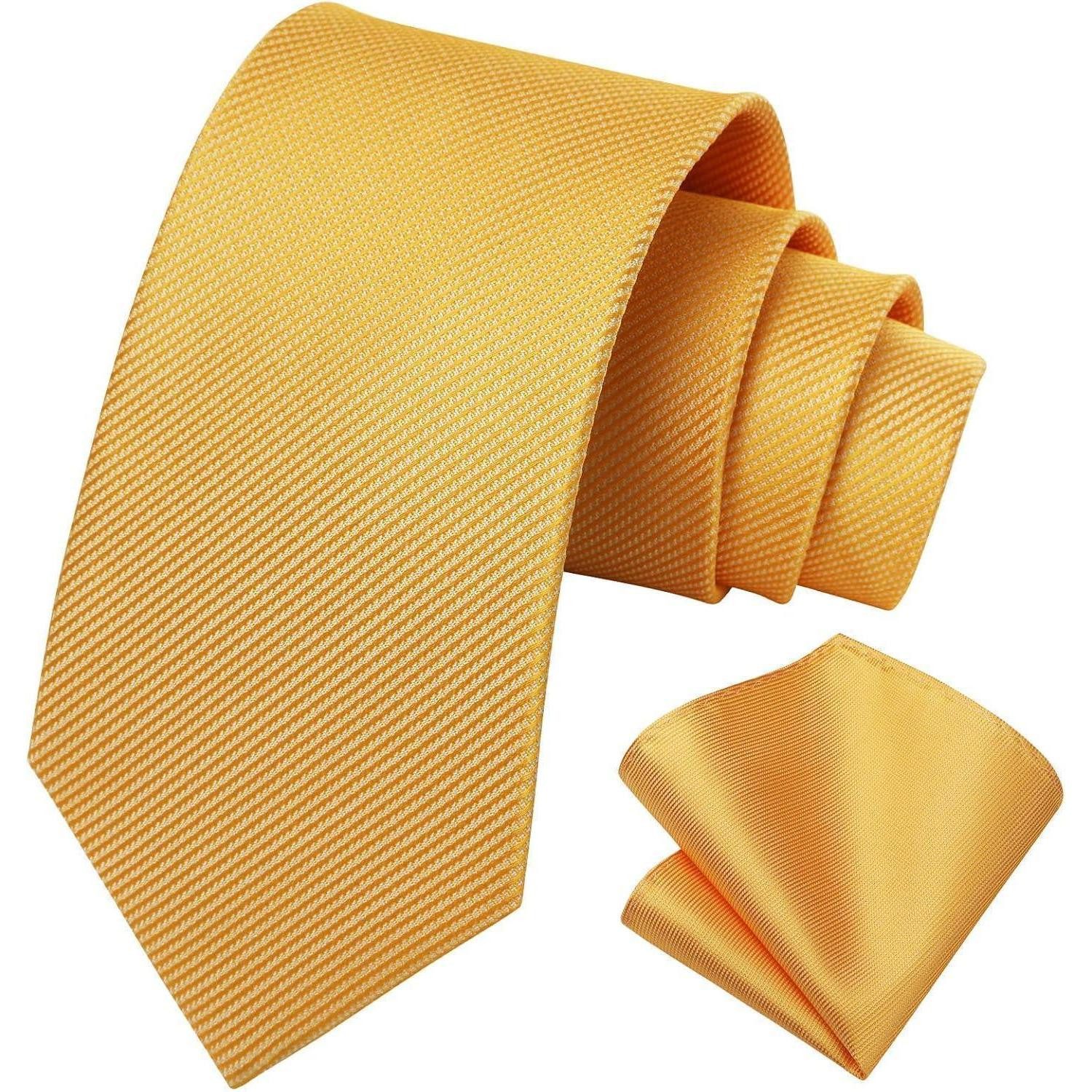 LuxusKollektion Krawatte Krawatte Herren Einstecktuch Set Hochzeit Party Einheitsgröße Gelb 1