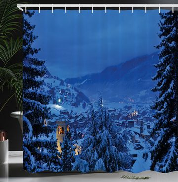 Abakuhaus Duschvorhang Moderner Digitaldruck mit 12 Haken auf Stoff Wasser Resistent Breite 175 cm, Höhe 180 cm, Landschaft Winter-Waldbäume