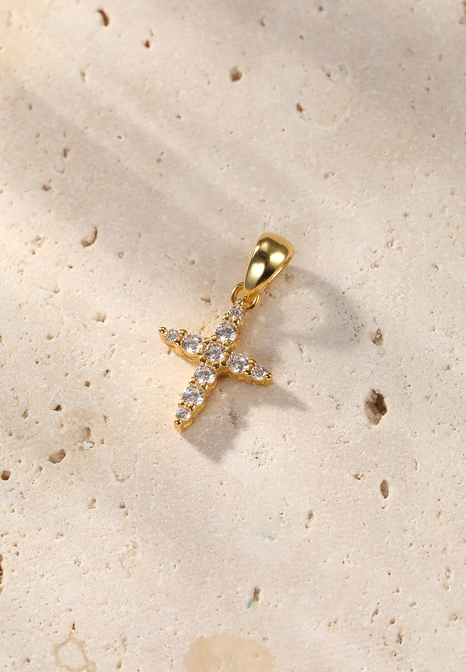 Hey Happiness Kreuzkette Silber 925 mit Zirkonia, 18K Vergoldet, Damen Silber Erbskette mit Kreuz Anhänger, Geschenk Idee