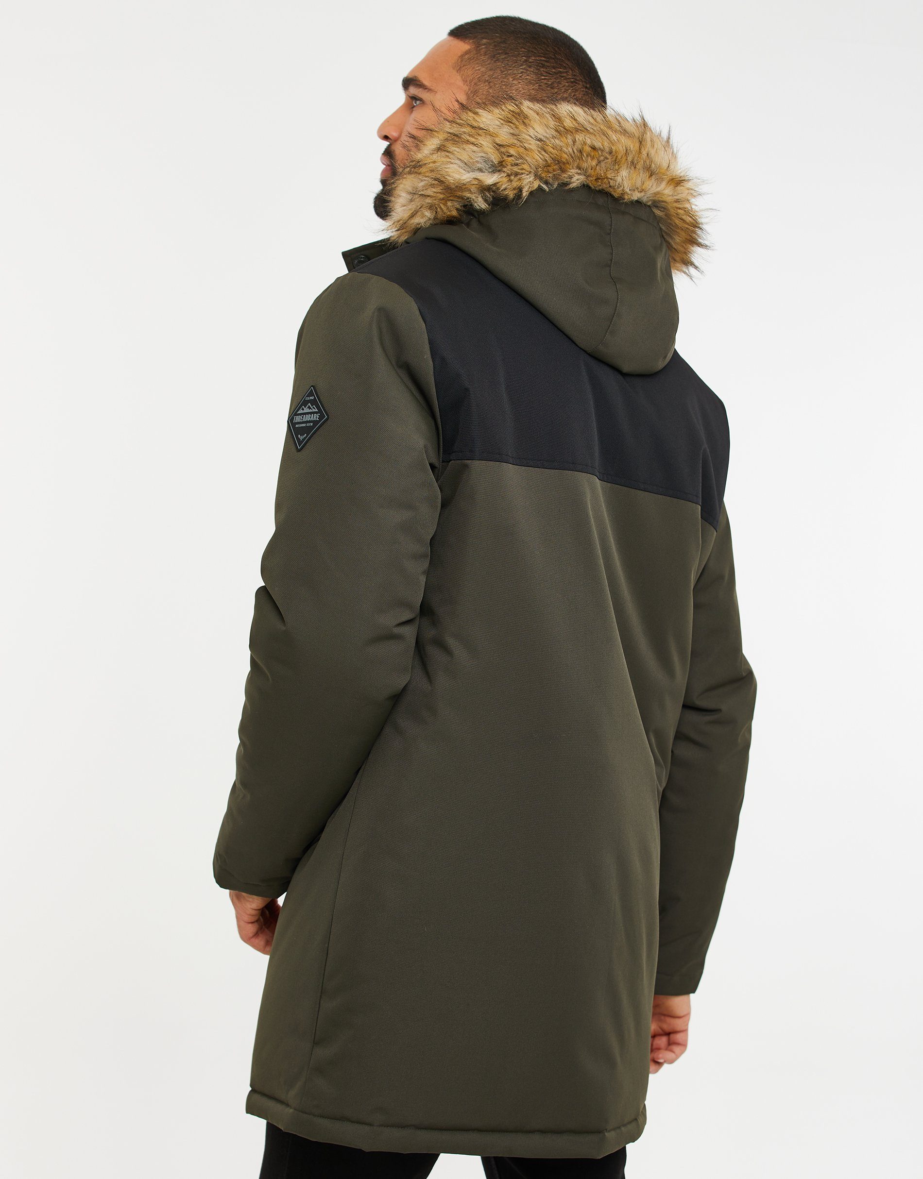 Wintermantel Threadbare Jacket THB Recycled (GRS) Global Standard Black/Khaki zertifiziert Parkston