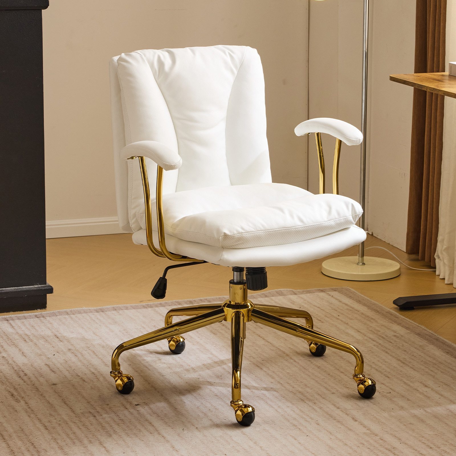 VINGLI Bürostuhl Ergonomisch, Schreibtischstuhl mit Goldenen günstig online kaufen