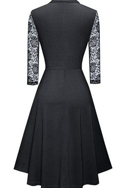 KIKI Zipfelkleid Kleid mit hohlem Stehkragen und A-Linien-Rock mit großem Saum