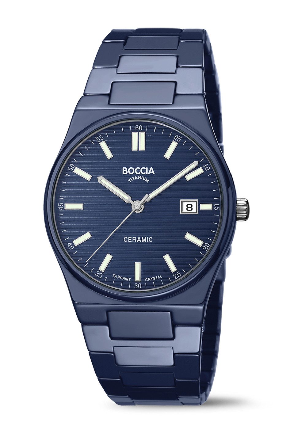 Boccia Quarzuhr Boccia Armbanduhr Herren 3675-02 Keramik, Titan, Blau, (1-tlg)
