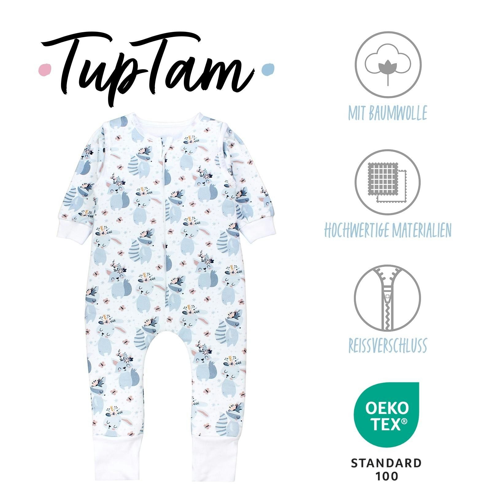 TupTam Babyschlafsack 2.5 TOG Schlafsack BIO-Baumwolle mit Beinen und Ärmeln Herbst Winter – Bild 2 von 5