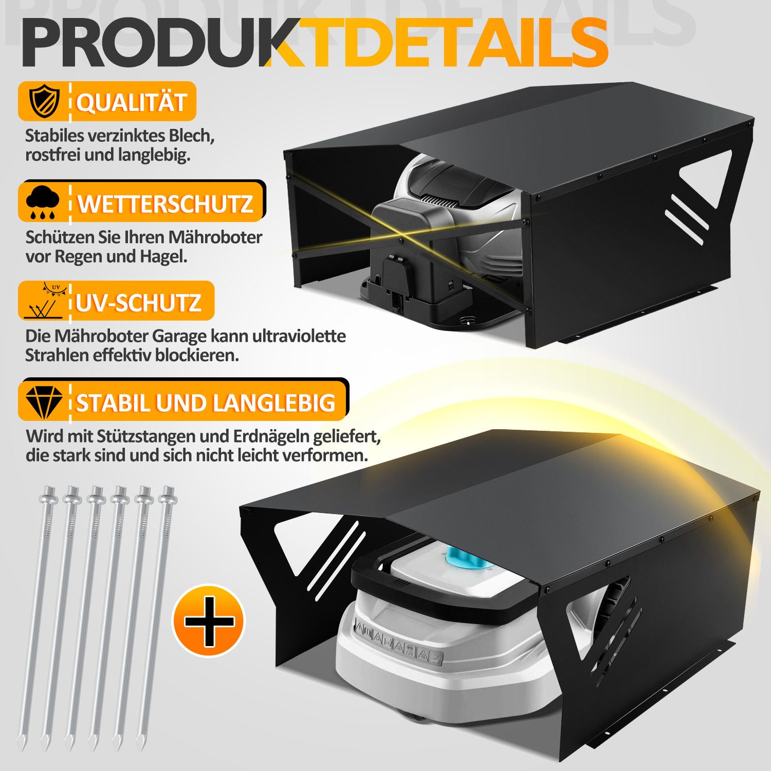 Clanmacy Mähroboter-Garage Rasenmäher ...
