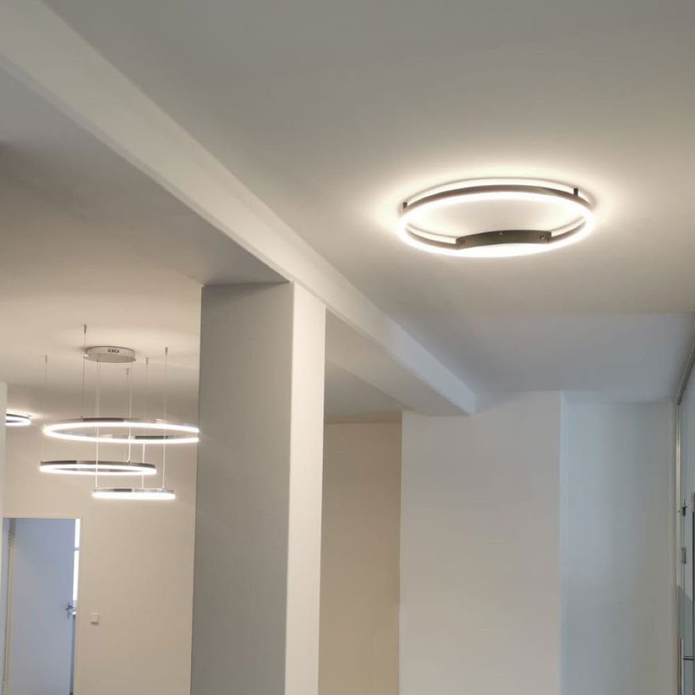 Warmweiß s.luce LED Deckenlampe Alu-Gebürstet, Ring Dimmbar Wandlampe Deckenleuchte & 40