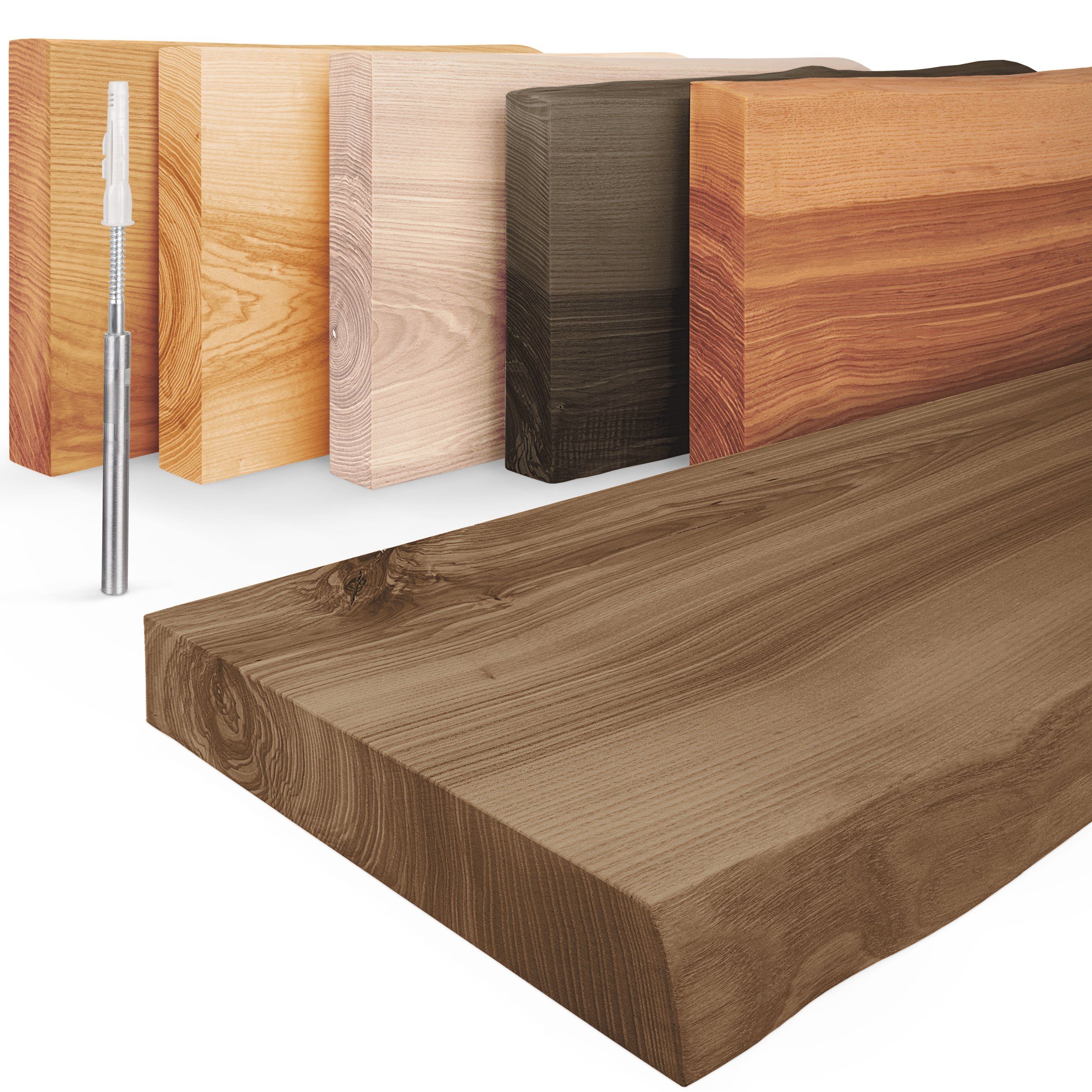 LAMO Manufaktur Wandregal Holz Baumkante Regal günstig online kaufen