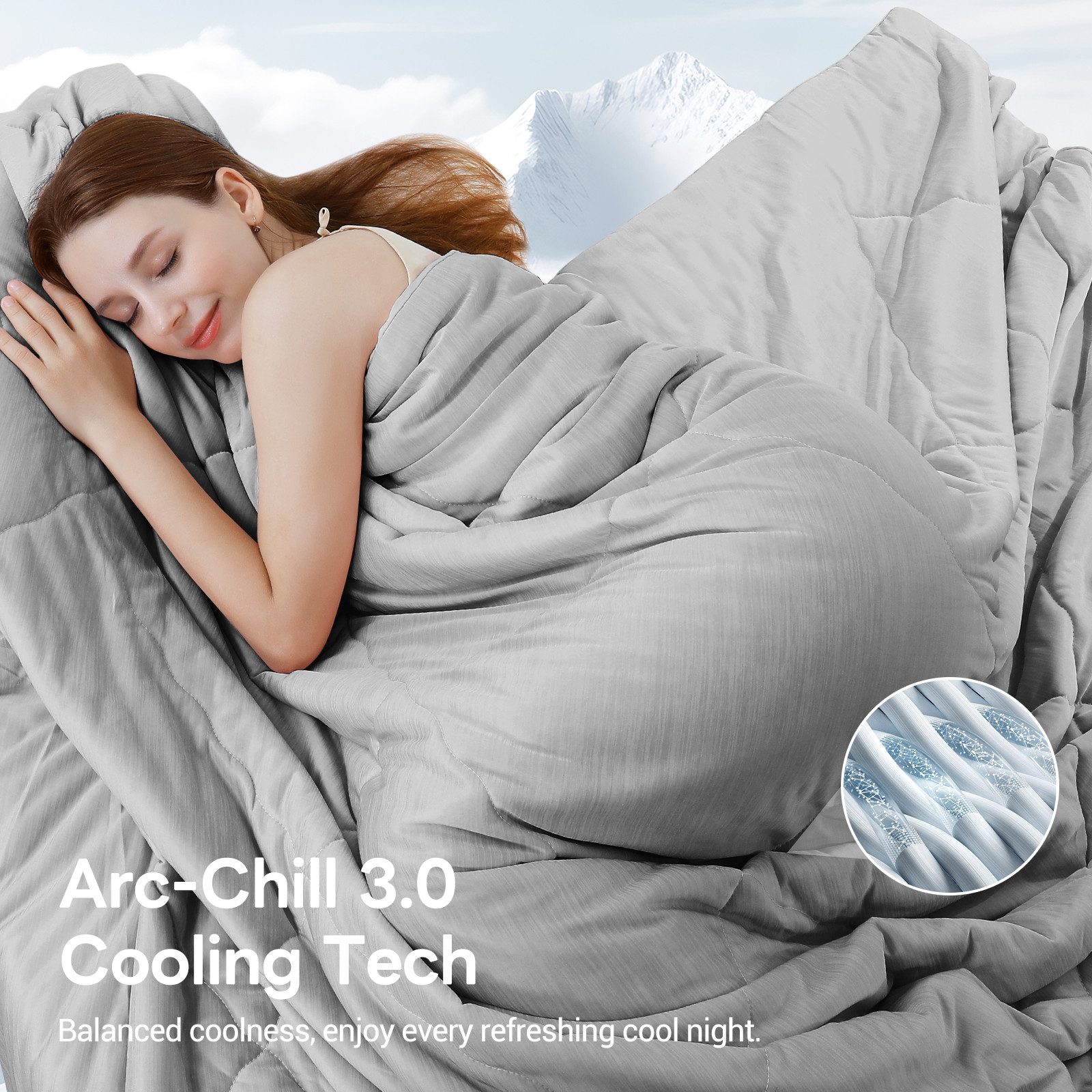 Elegear Sommerbettdecke Sommerdecke 150/220x200cm Kühldecke mit Japanische Arc-Chill 3.0, Kühlende Bettdecke aus Kühlfasern, superweich, antiallergisch – Bild 2 von 5
