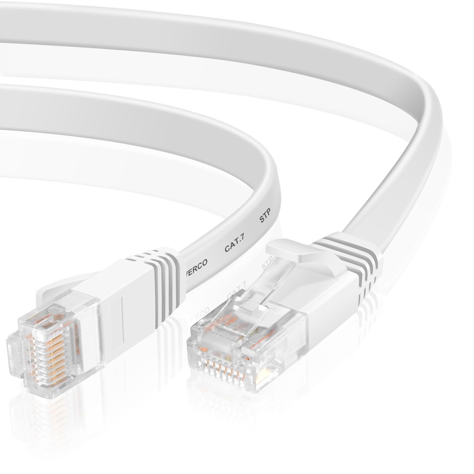 VERCO Cat 6 Netzwerkkabel flaches LAN-Kabel, RJ-45 (Ethernet), (200 cm), 10 / 100 / 1000 Mbits Geschwindigkeit bis 1 Gbits UTP Patchkabel