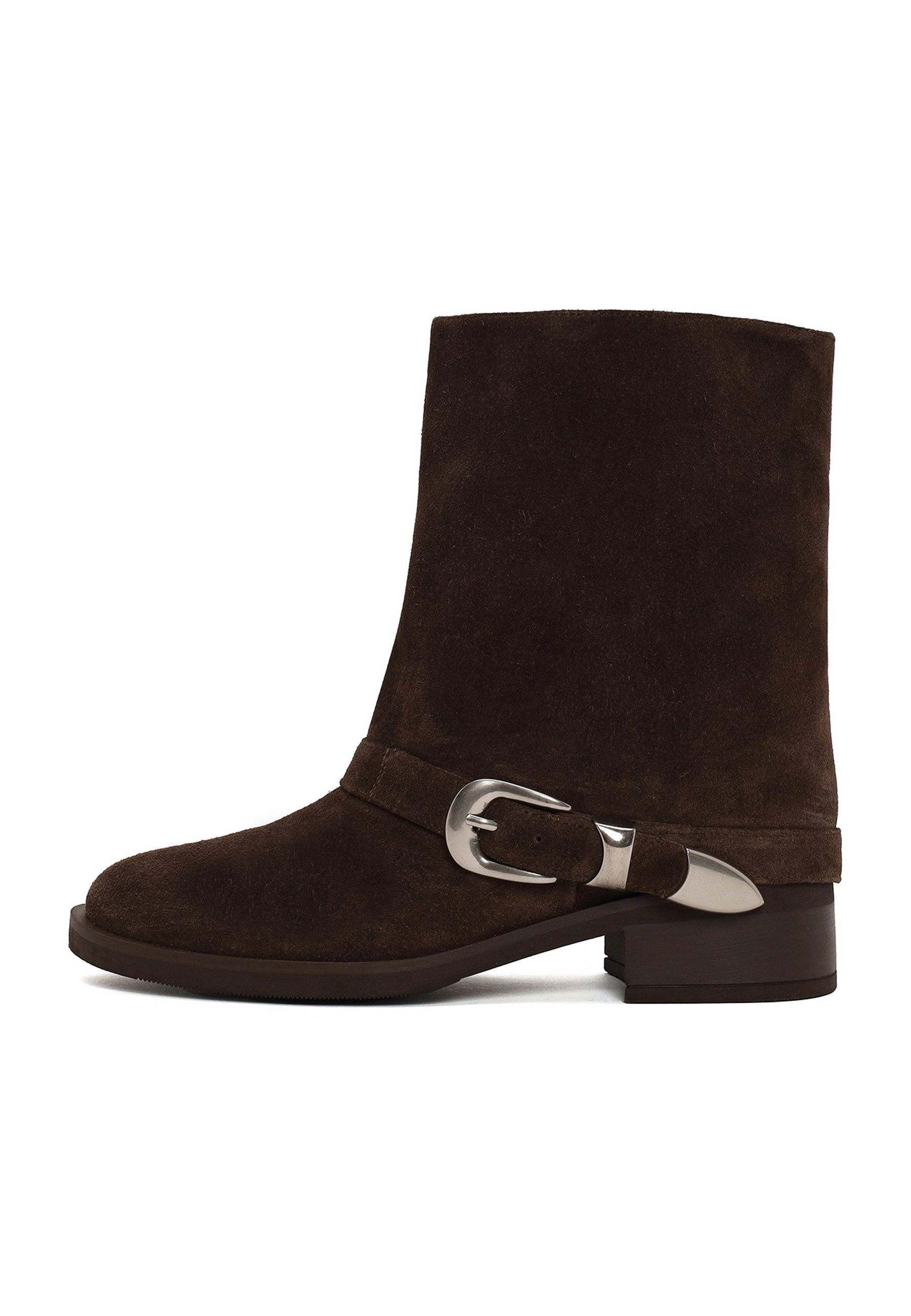 Derimod Wildleder-Stiefeletten Mit Niedrigem Blockabsatz Ankleboots