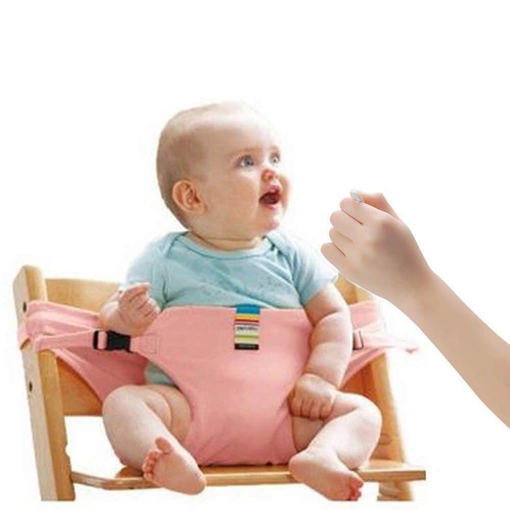 Jormftte Tragbarer Sicherheitsgurt Hochstuhl,für Stuhl-Sitzgurt für Baby Rosa Hochstuhl-Gurt