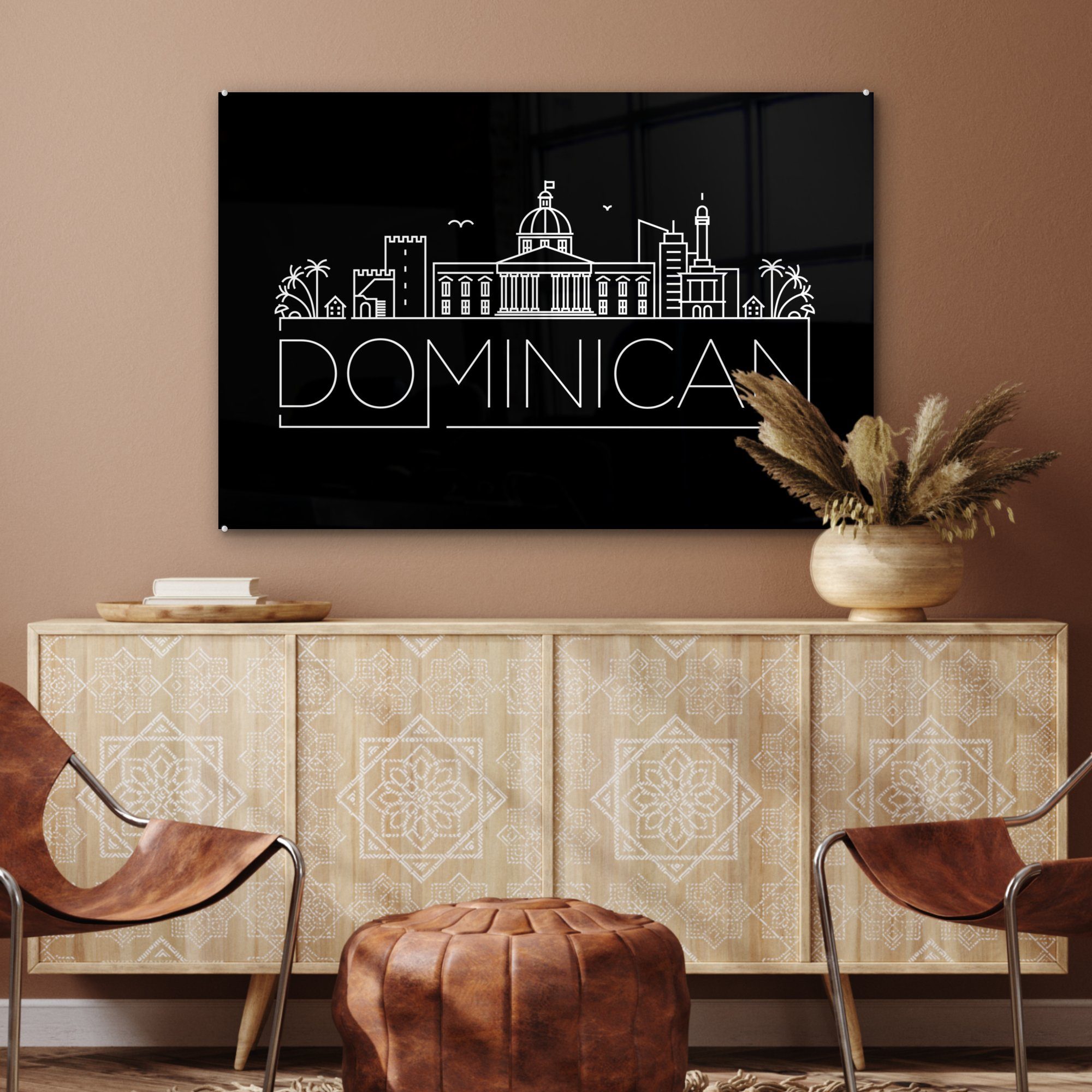 MuchoWow (1 Skyline St), Hintergrund, Wohnzimmer auf & Acrylglasbilder schwarzem "Dominikanische Schlafzimmer Acrylglasbild Republik"