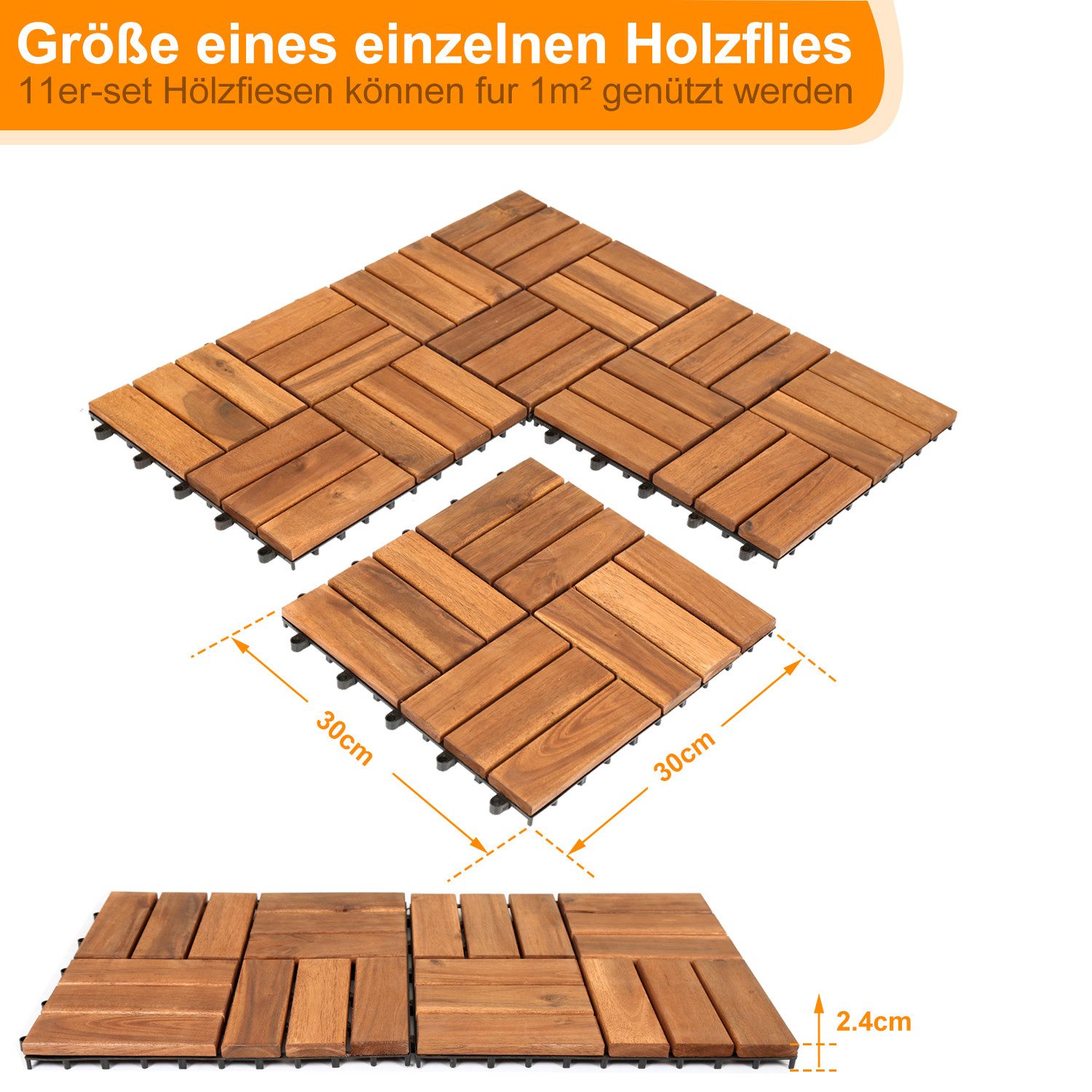 Clanmacy Holzfliesen 11 Stück Holzfliesen aus günstig online kaufen