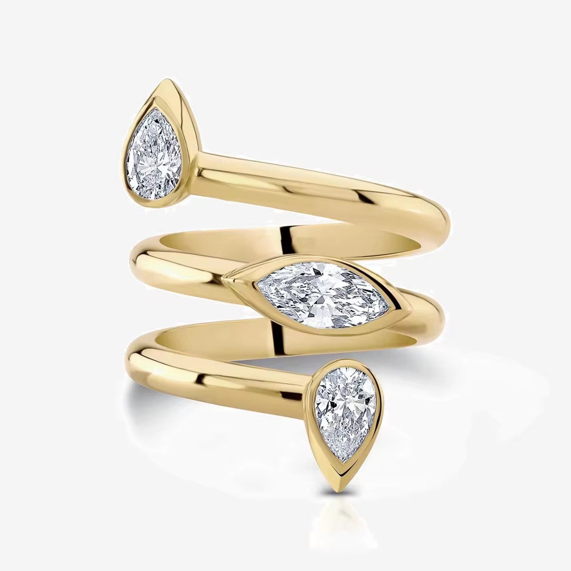 Silberring Extravaganter Damen Ring im Marquise Stil 925 Sterling Silber