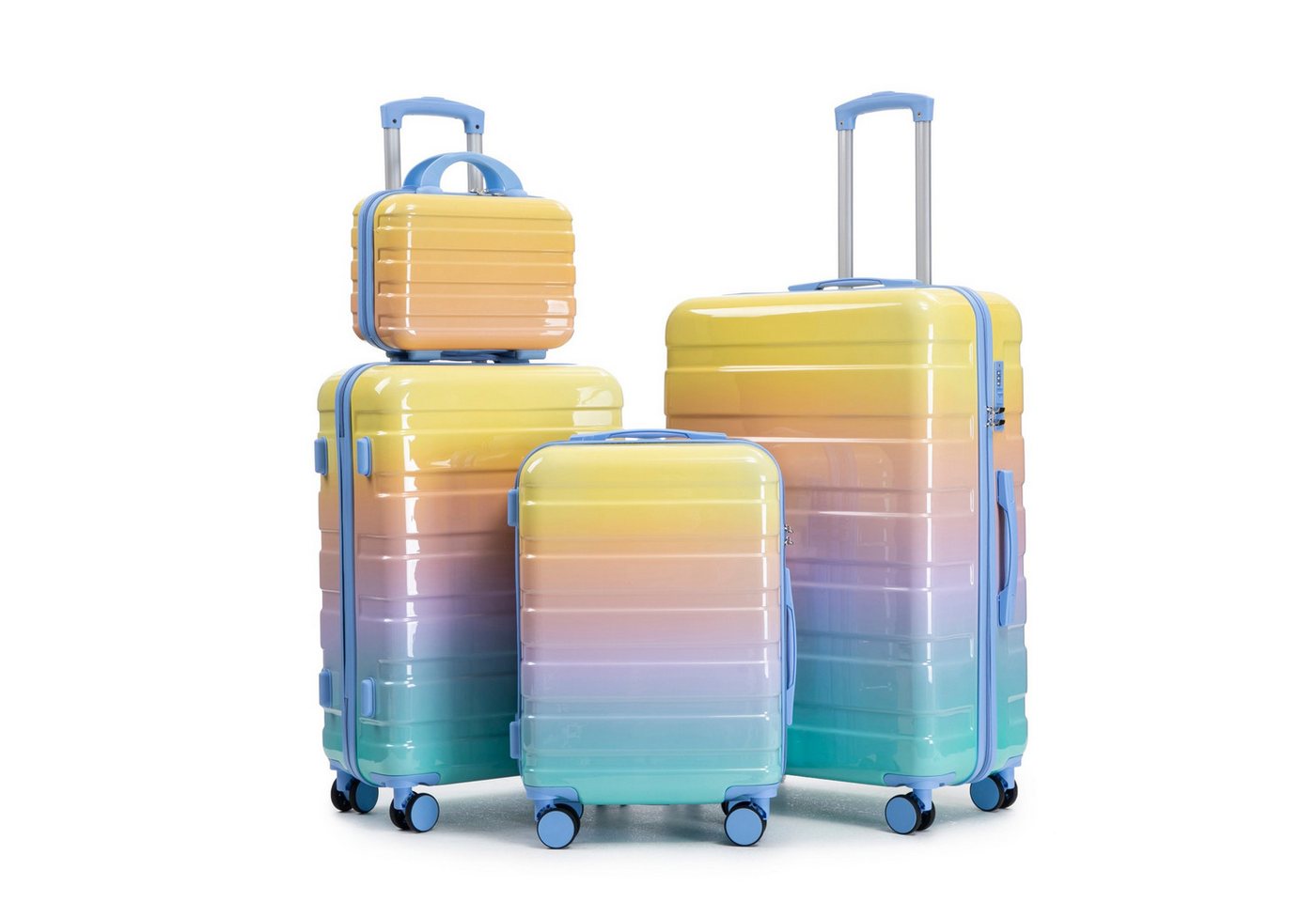 LVHOM Hartschalen-Trolley Handgepäck-Trolley&Koffer 2/4-St.14"/20"/24"/28", leise Rädern für Tour, Geschäftstrip, Familienurlaub, längere Erkundungen, Flughafentransfers