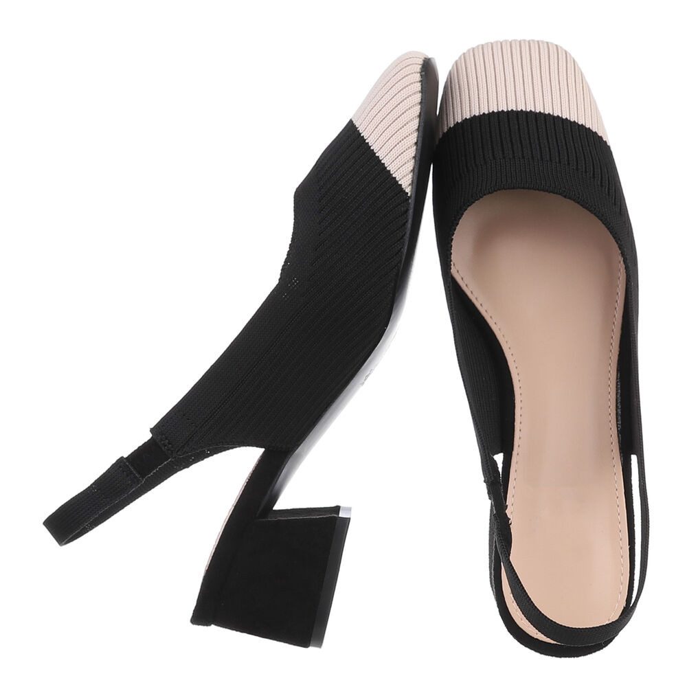 Ital-Design Bequemer Slingback-Pump für stilbewusste Frauen Schnürpumps (89092255) Blockabsatz Pumps in Schwarz